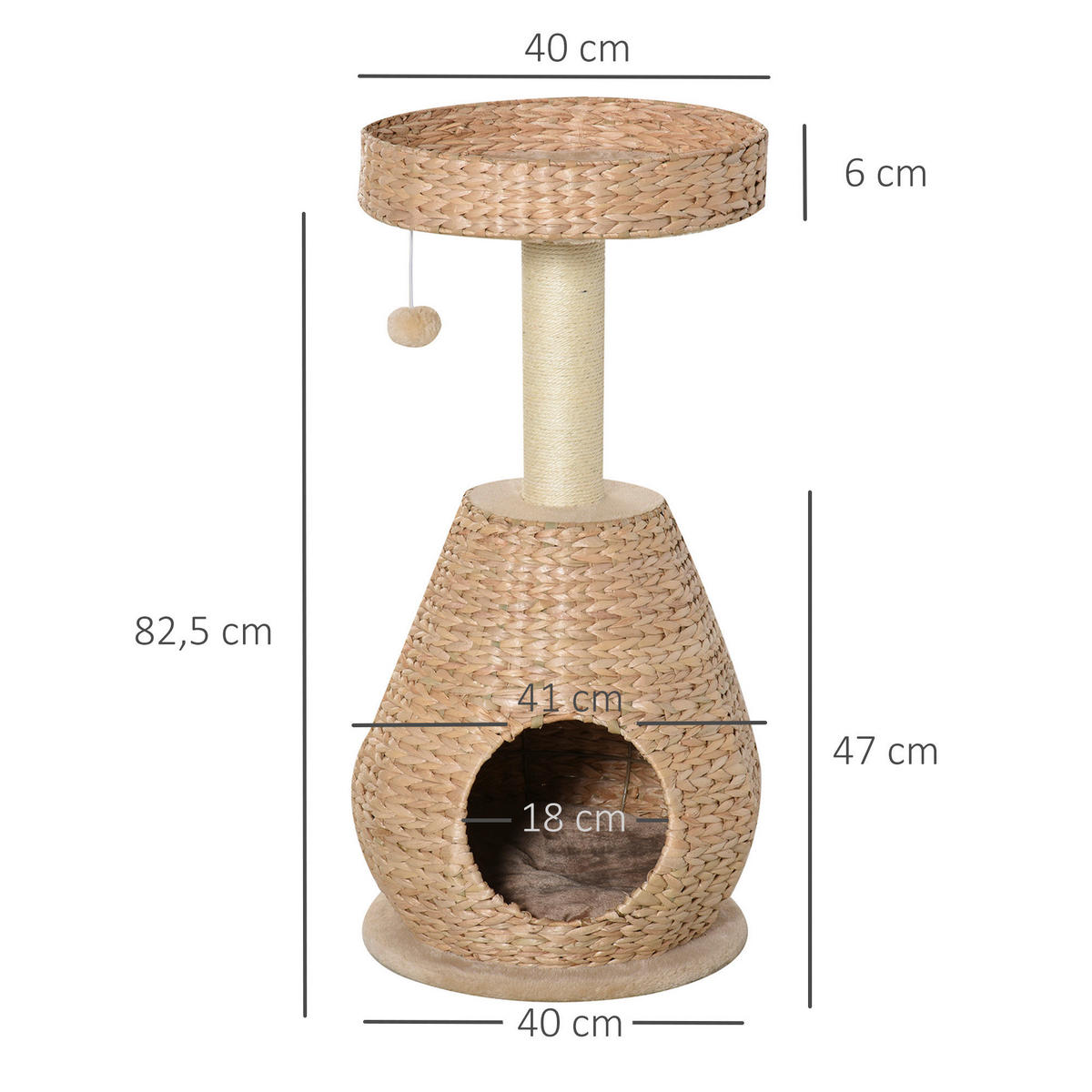 PawHut Kratzbaum gelb Edelstahl B/H/L: ca. 40x40x82,5 cm Kratzbaum - gelb (82,50/40,00/40,00cm) - PawHut