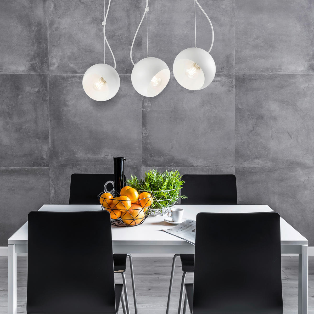 Lamkur Pendelleuchte INEZ 37448 weiß Stahl H/L: ca. 70x70 cm E27 3 Brennstellen Inez - weiß (70,00cm) - Lamkur