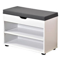 Kesper Schuhschrank mit Sitzkissen weiß Spanplatte B/H/L: ca. 30x45x60 cm Schuhschrank_mit_Sitzkissen - weiß/grau (60,00/30,00/45,00cm) - Kesper