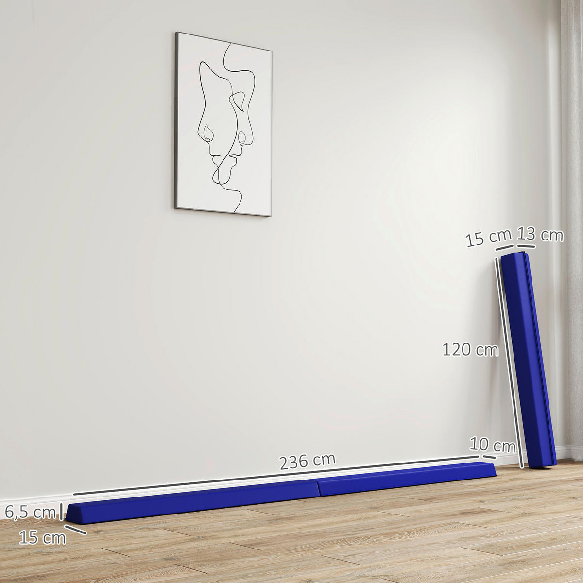 SPORTNOW Schwebebalken blau Polyester B/H/L: ca. 15x6,5x236 cm Schwebebalken - blau (236,00/15,00/6,50cm) - SPORTNOW