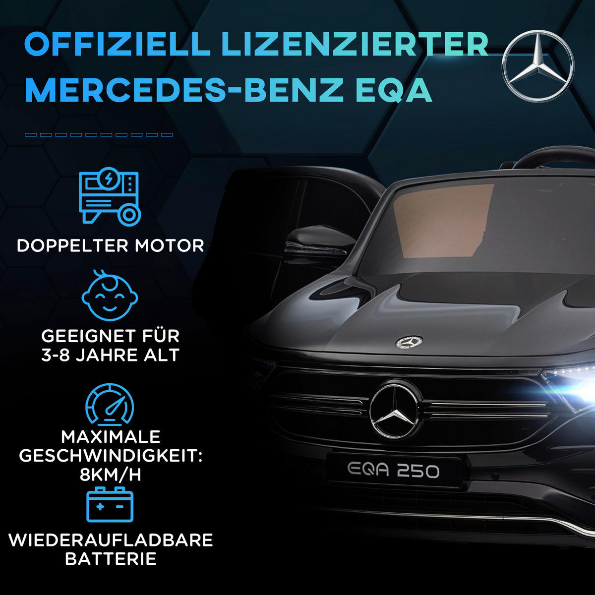 HOMCOM Kinderauto schwarz B/H/L: ca. 69x111,5x52,5 cm Elektro-Kinderauto - schwarz (52,50/69,00/111,50cm) - HOMCOM