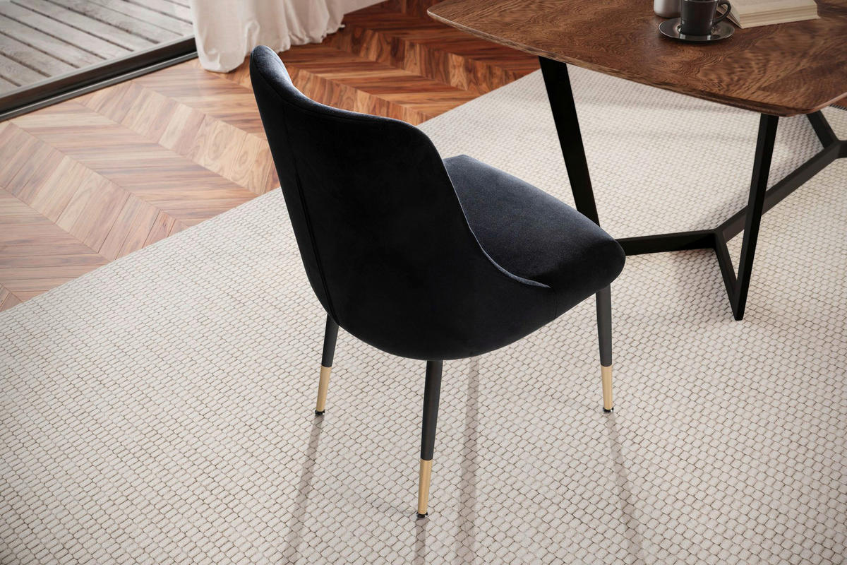 Stuhl schwarz Polyester Esszimmerstuhl - schwarz - Wohnling
