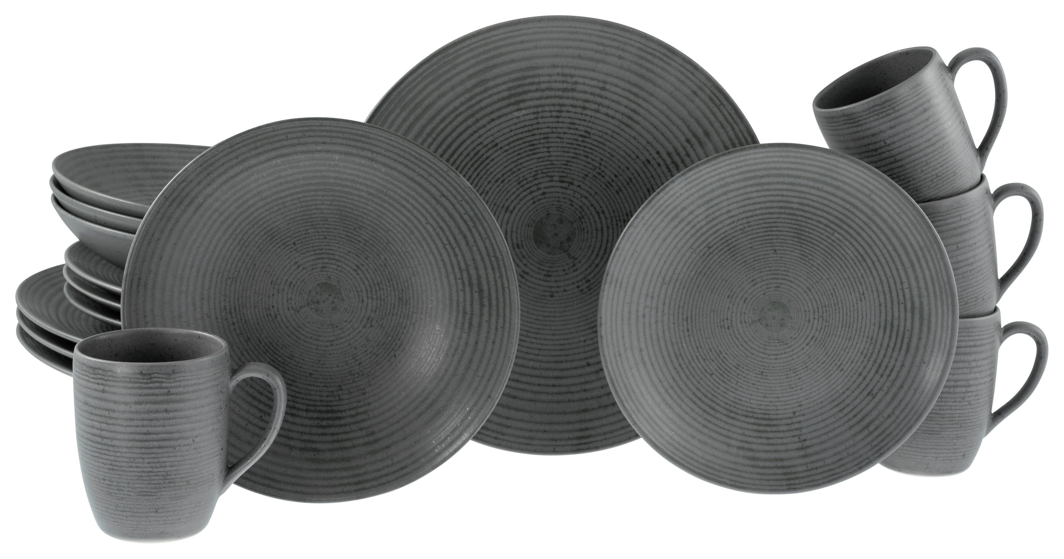 CreaTable Kombiservice Catania anthrazit Steinzeug 16 tlg. Catania - anthrazit (38,00/36,00/37,00cm) - CreaTable