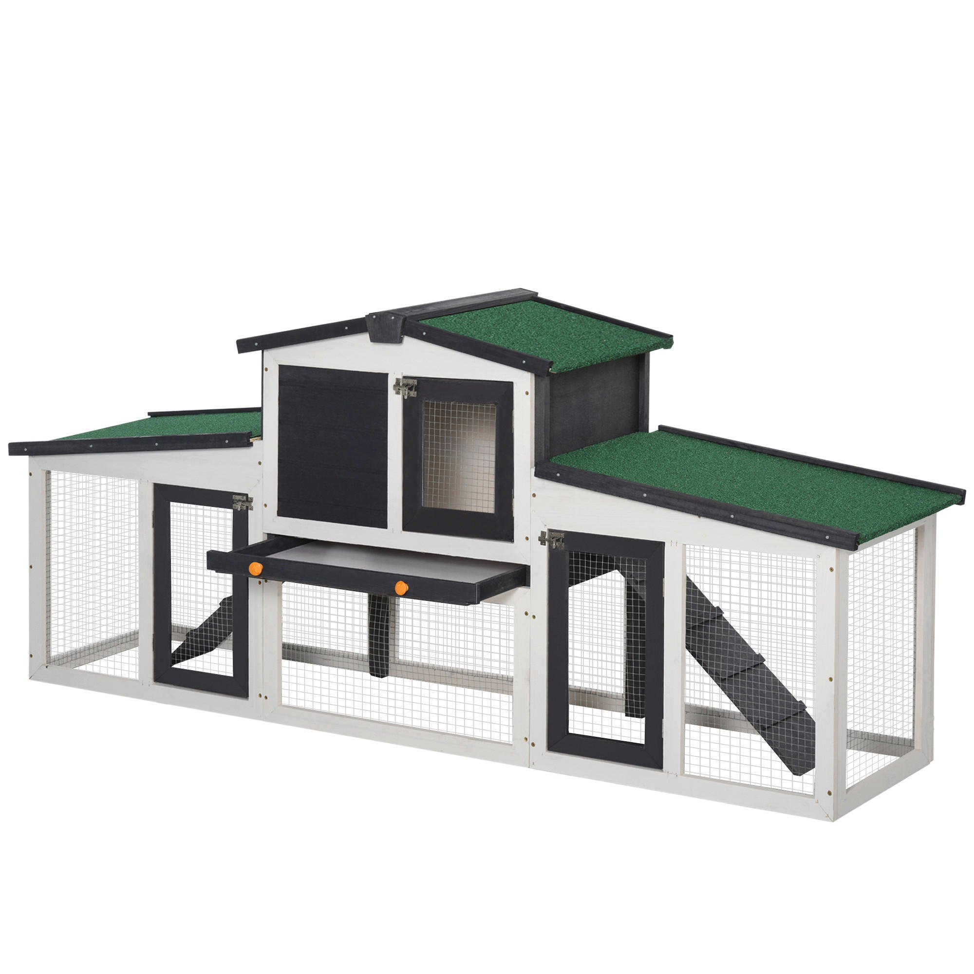 PawHut Kleintierstall weiß Holz B/H/L: ca. 45x80x204 cm Kleintierstall - weiß/dunkelgrau (204,00/45,00/80,00cm) - PawHut