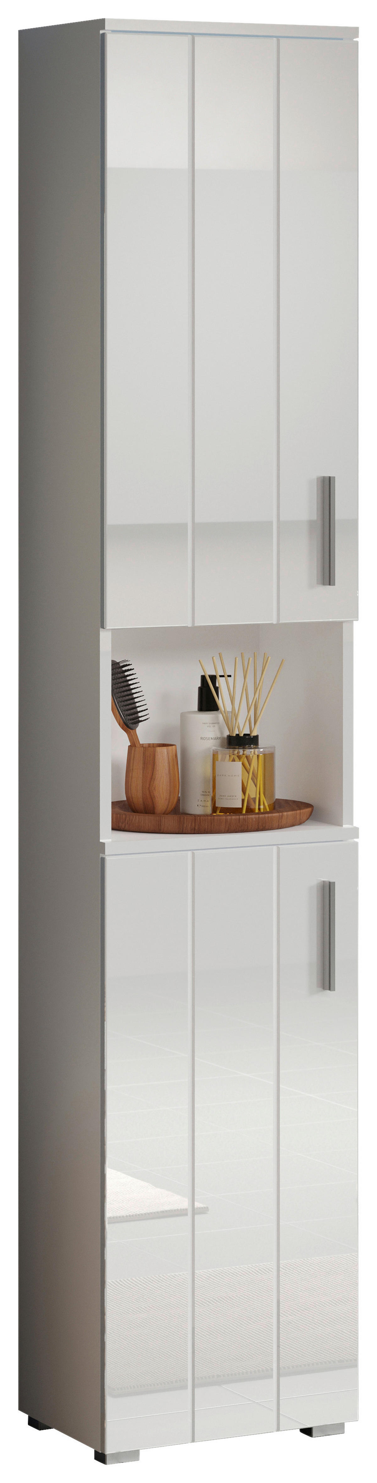 Hochschrank Wons weiß Hochglanz weiß matt B/H/T: ca. 37x192x31 cm Wons - weiß (37,00/192,00/31,00cm) - Trendteam