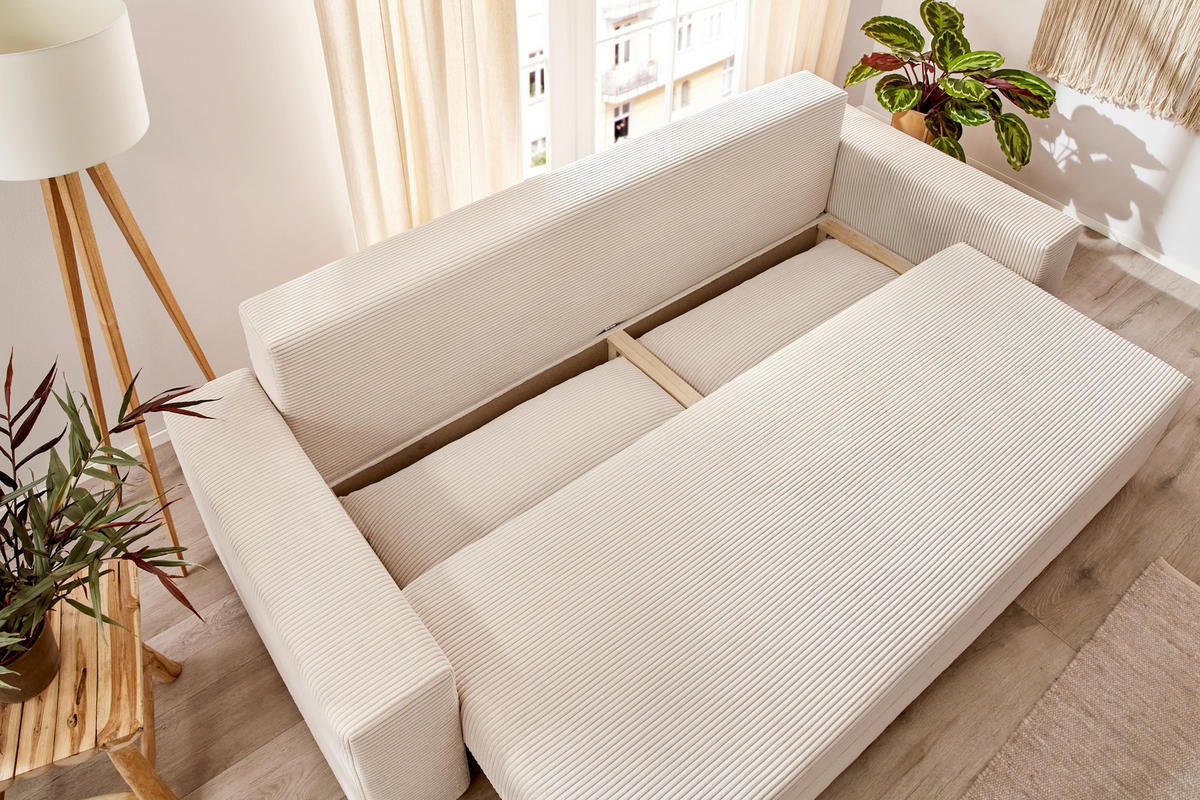 Schlafsofa Turin natur B/H/T: ca. 240x74x95 cm Turin - natur/Chrom (240,00/74,00/95,00cm)