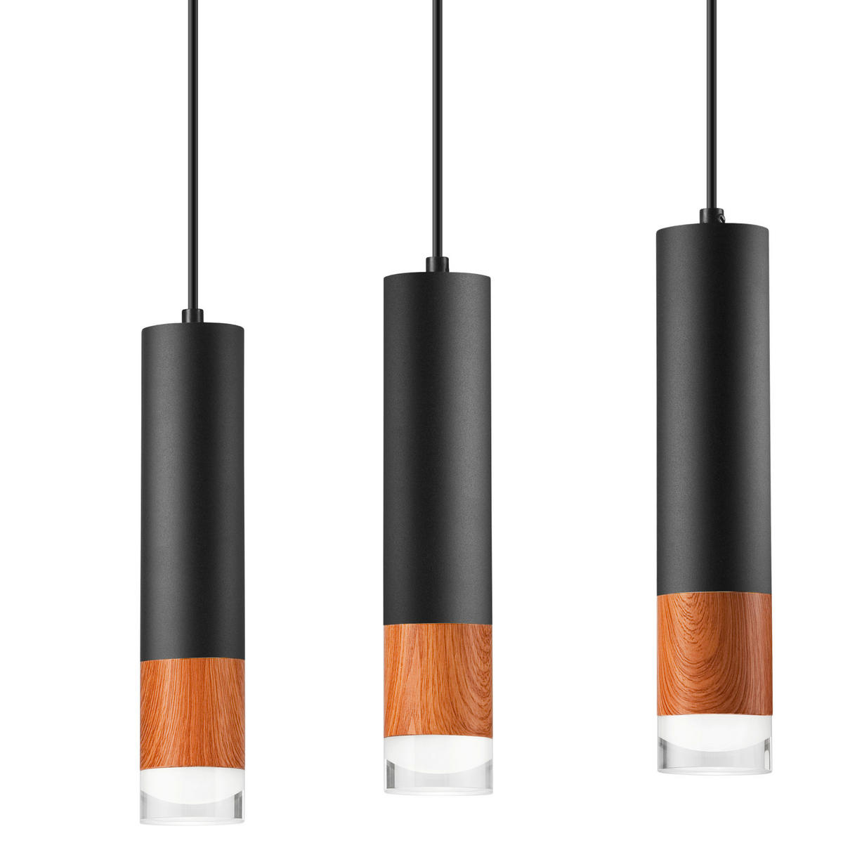 Lamkur Pendelleuchte schwarz Stahl Glas B/H/L: ca. 8x95x45 cm GU10 3 Brennstellen AURELIA - schwarz (45,00/8,00/95,00cm) - Lamkur