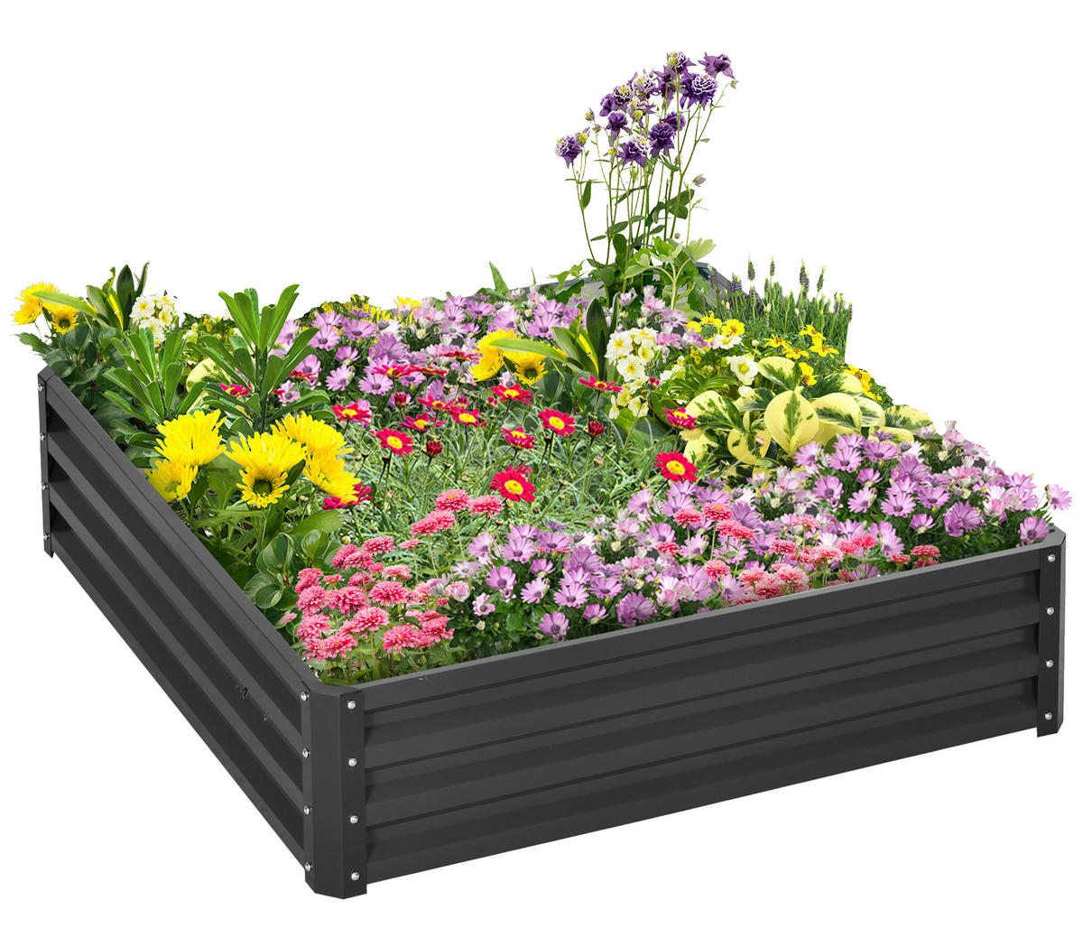 Outsunny Pflanzenbeet mit offenem Boden B/H/L: ca. 120x30x120 cm Pflanzenbeet_mit_offenem_Boden - grau (120,00/120,00/30,00cm) - Outsunny