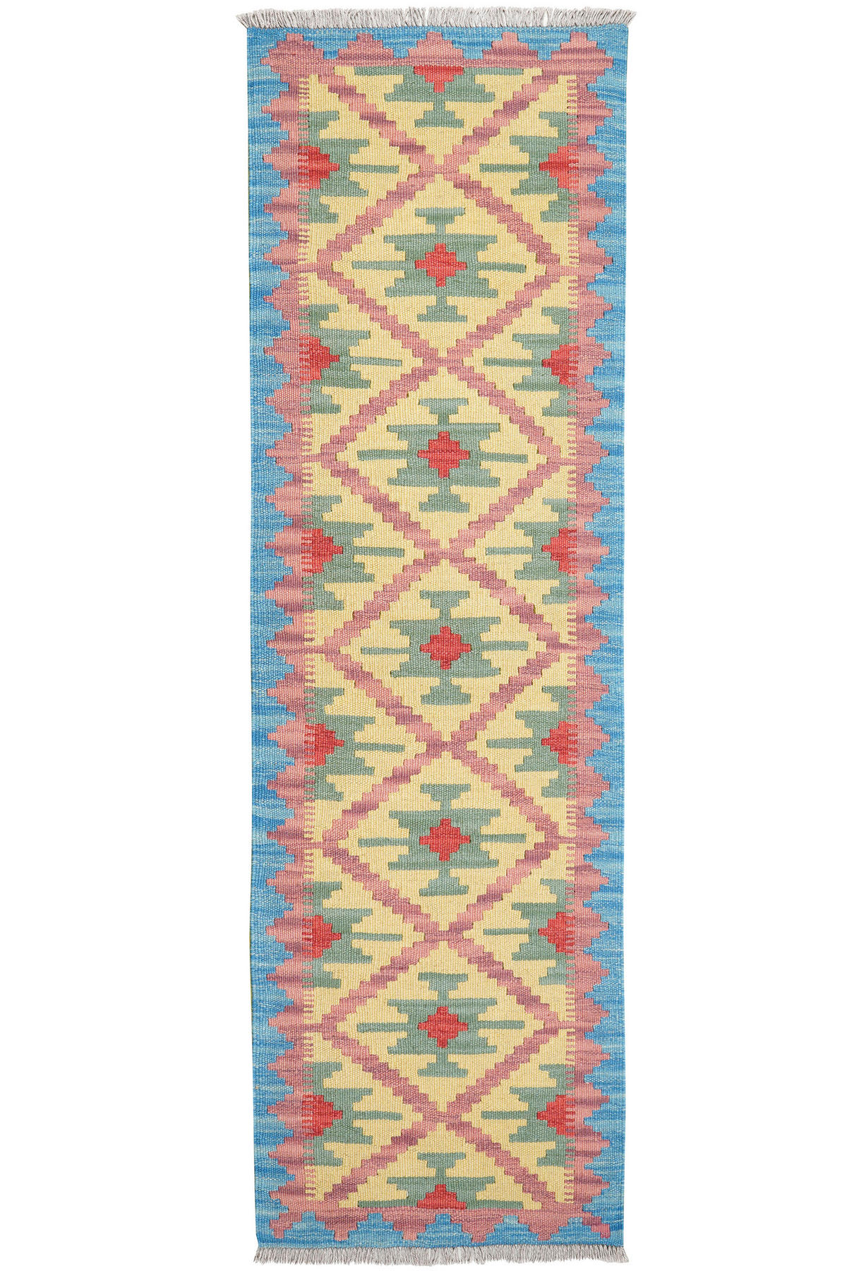 PersaTepp Teppich Kelim Gashgai blau B/H/L: ca. 60x1x198 cm Kelim Gashgai - blau/gelb (198,00/60,00/1,00cm) - PersaTepp