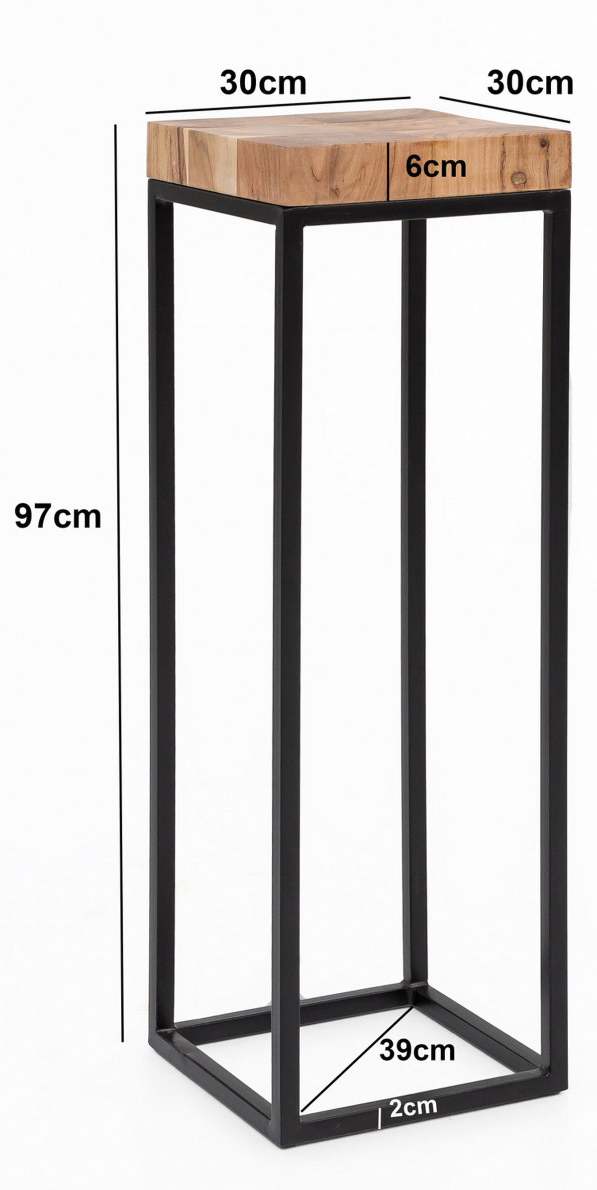Beistelltisch braun Holz B/H/T: ca. 30x97x30 cm Beistelltisch - braun (30,00/97,00/30,00cm) - Wohnling