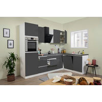 Respekta Küchenblock Premium grau hochglänzend B/H/T: ca. 280x220,5x172 cm Premium - weiß/granit (280,00/220,50/172,00cm) - Respekta