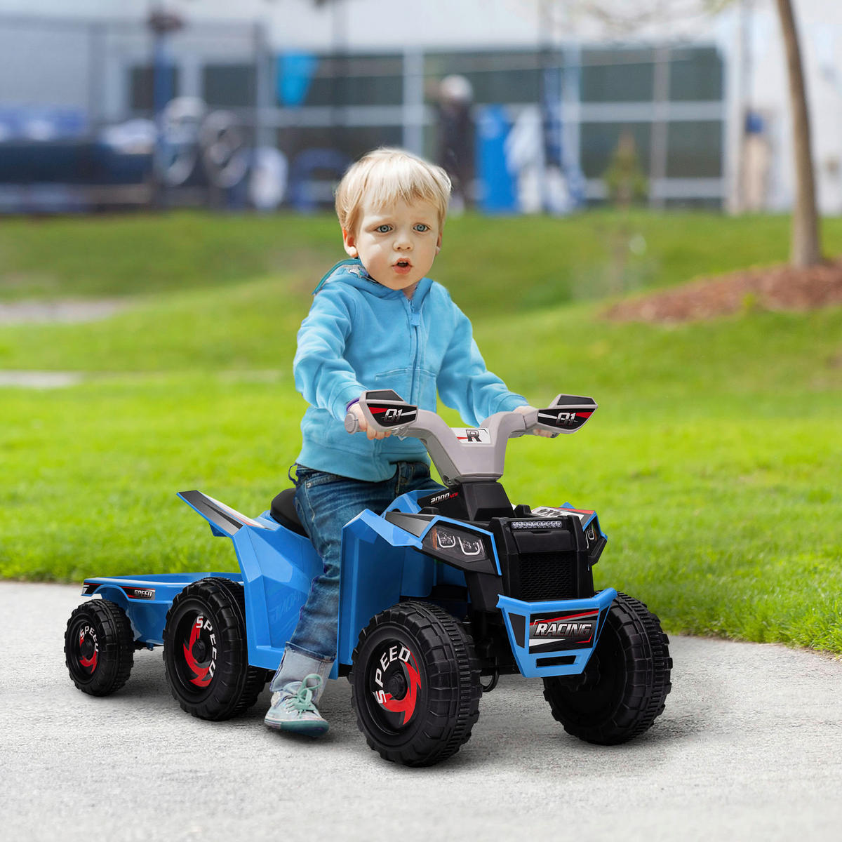 HOMCOM Kinder Elektrofahrzeug grau B/H/L: ca. 41,5x48,5x106 cm Kinder Elektrofahrzeug - blau/schwarz (106,00/41,50/48,50cm) - HOMCOM