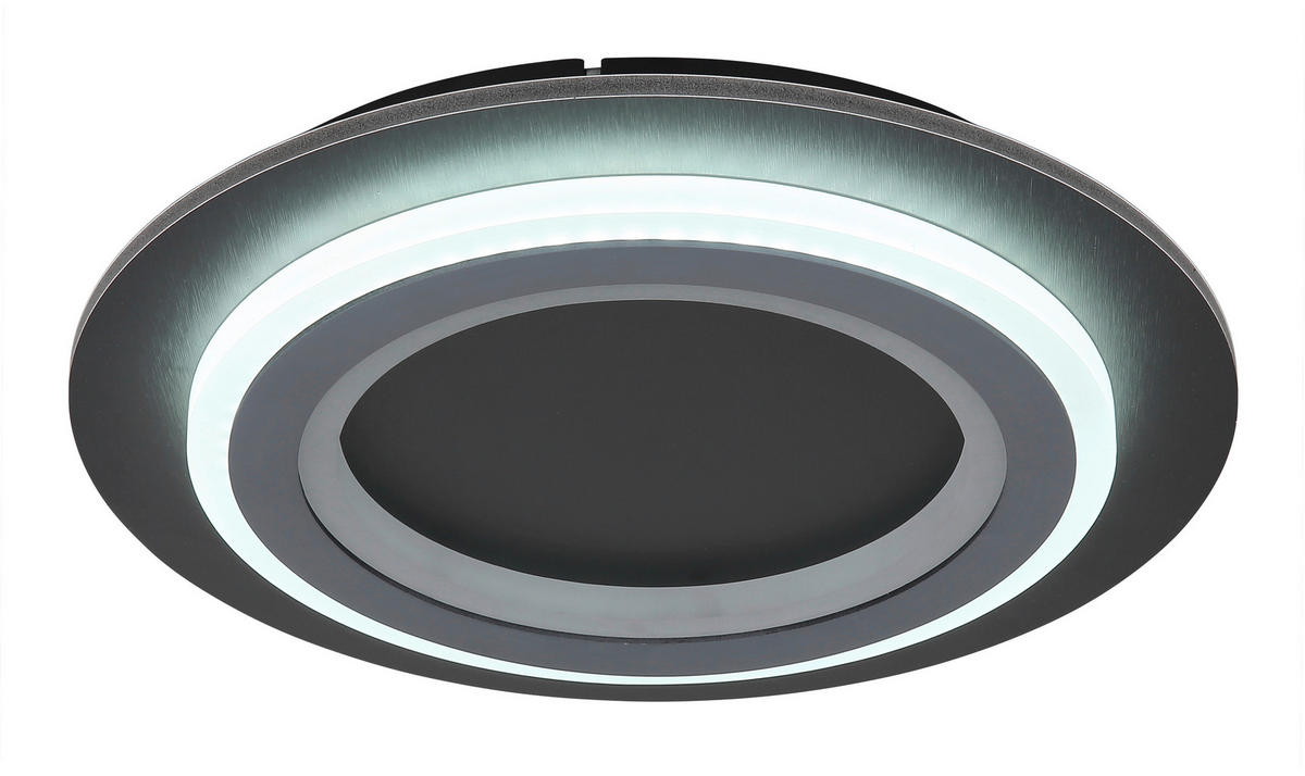 GLOBO LED-Deckenleuchte mattschwarz Opal grau Metall Kunststoff Acryl H/D: ca. 5,5x34 cm 1 Brennstellen JAYDEN - Opal/mattschwarz (34,00/5,50cm) - GLOBO