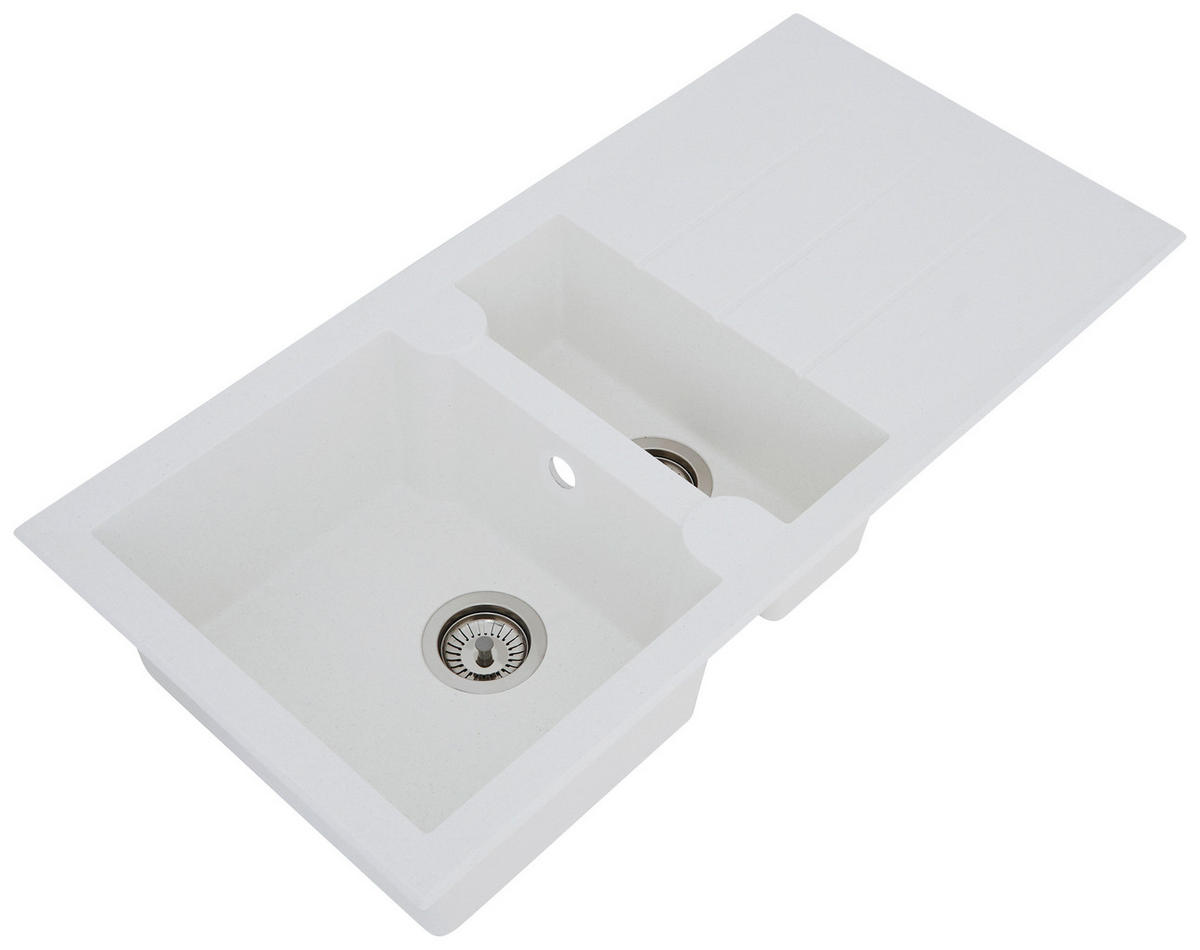 Respekta Einbauspüle Alineo 100 x 50 W weiß Quarzolite B/H/T: ca. 100x21x50 cm Alineo 100 x 50 W - weiß (100,00/21,00/50,00cm) - Respekta