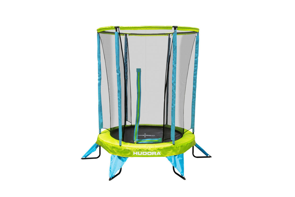 Hudora Trampolin Safety 140 blau B/H/L: ca. 195x188x195 cm Safety 140 - blau/gelb (195,00/195,00/188,00cm) - Hudora
