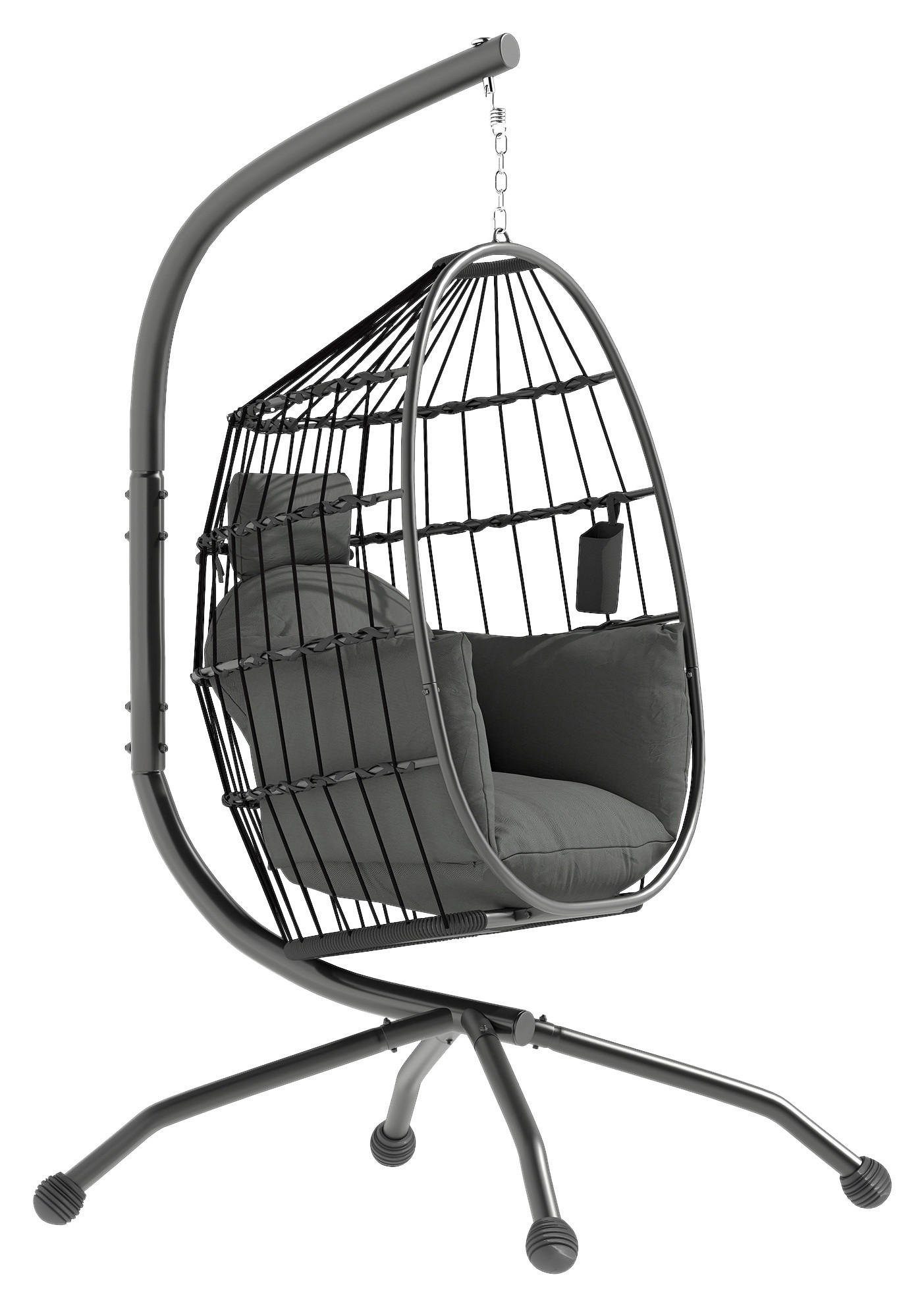 Outsunny Hängesessel schwarz Stahl B/H/L: ca. 88x192x120 cm Hängesessel - schwarz (120,00/88,00/192,00cm) - Outsunny