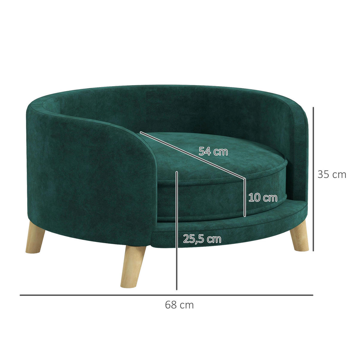 PawHut Hunde-Zubehör grün Polypropylen B/H/L: ca. 68x68x35 cm Hundebett - grün (35,00/68,00/68,00cm) - PawHut