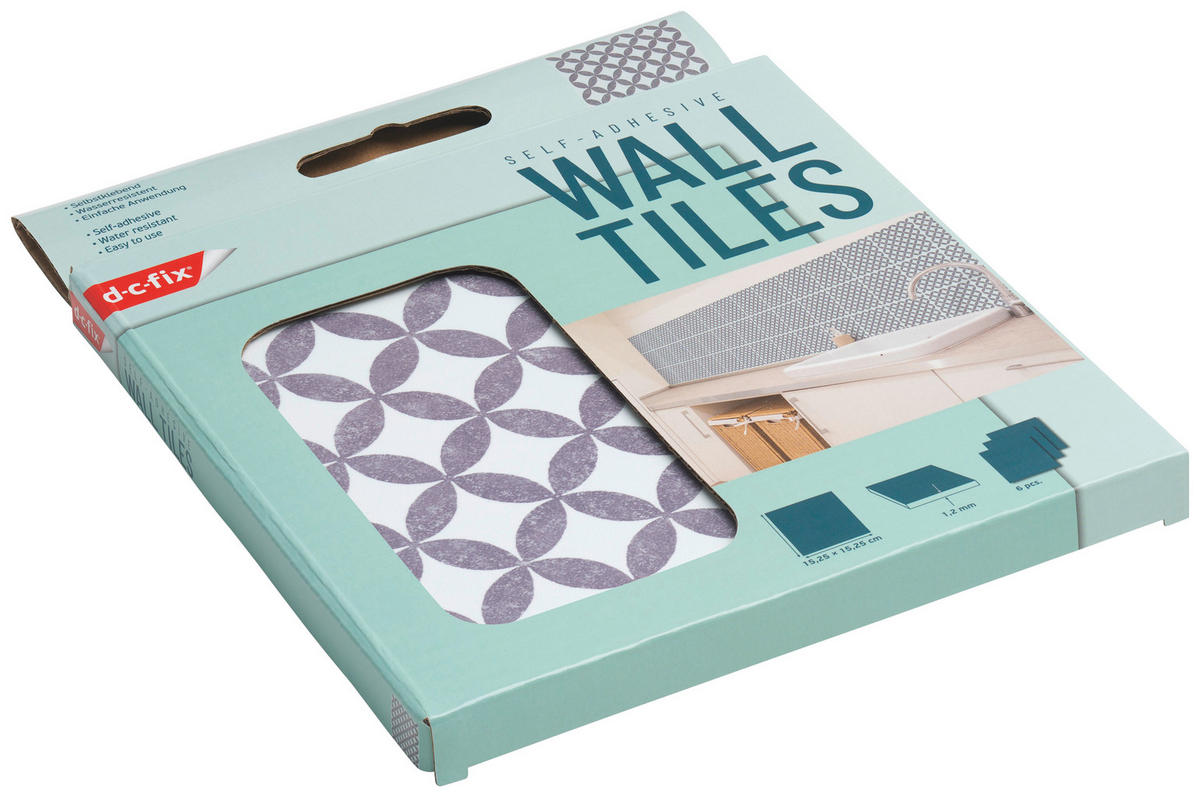 d-c-fix Wandfliese selbstklebend grau B/L: ca. 15,25x15,25 cm Wandfliesen_d-c-fix_selbstklebend - weiß/grau (15,25/15,25cm) - d-c-fix