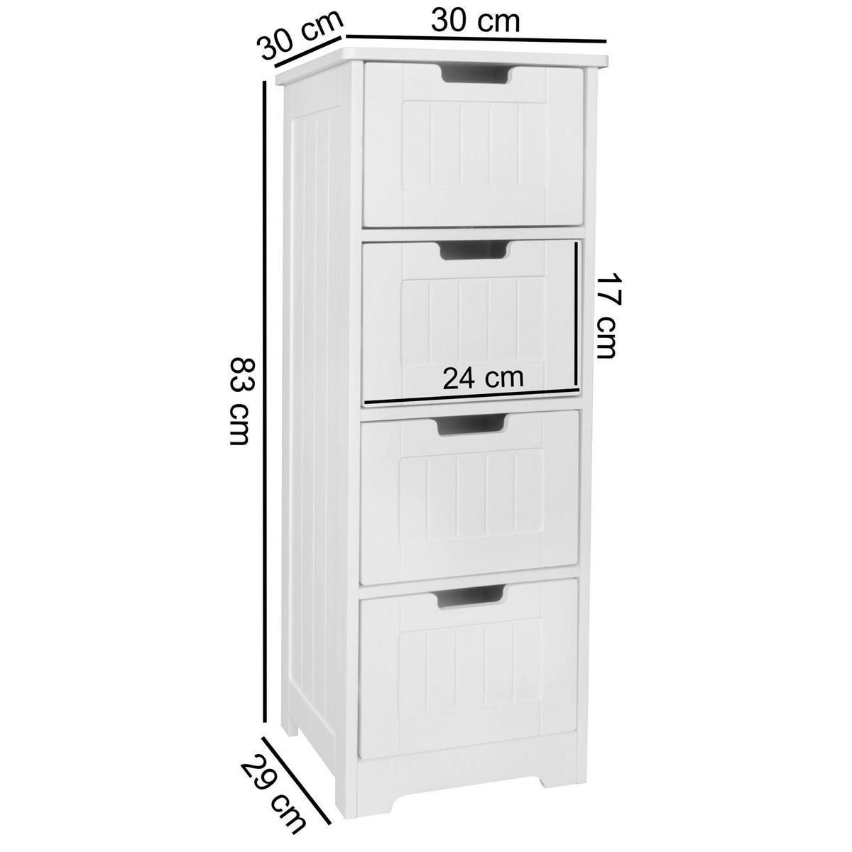 Badkommode weiß B/H/T: ca. 30x83x30 cm Badschrank PATTI - weiß (30,00/83,00/30,00cm) - Wohnling