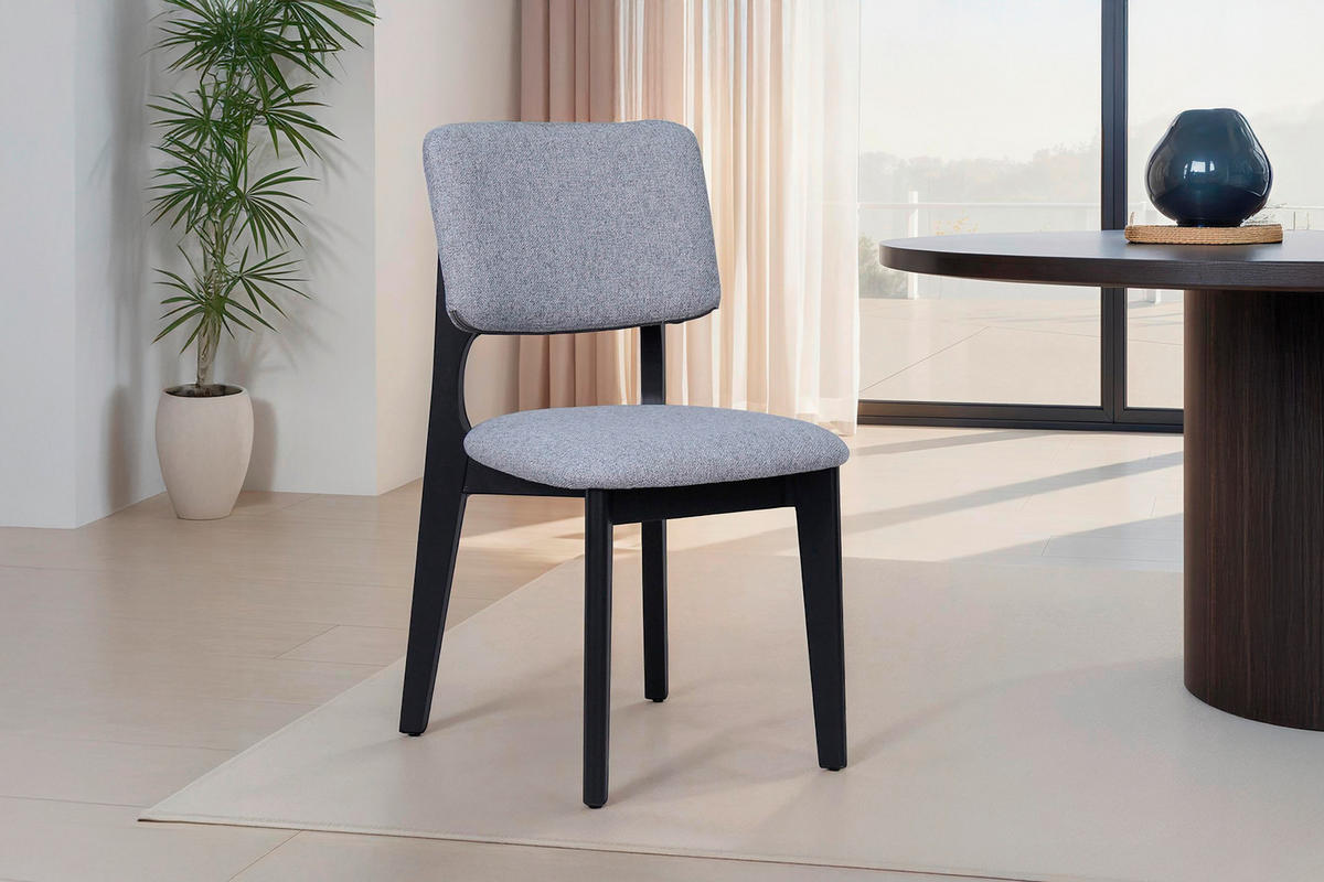 Stuhl ELSA schwarz grau Webstoff B/H/T: ca. 48x87x54 cm ELSA - schwarz/grau (48,00/87,00/54,00cm) - byLIVING