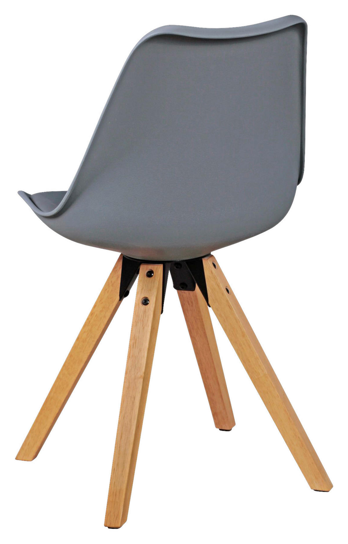 Stuhl 2er-Set grau grau natur Kunststoff Kunstleder Echtholz B/H/T: ca. 49x87x52 cm 2er-Set - natur/grau (49,00/87,00/52,00cm) - Wohnling