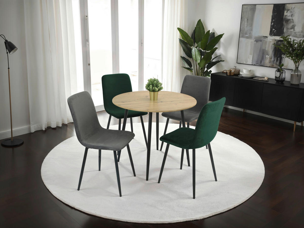 Stuhl Leipzig, 4er-Set moosgrün Metall Microfaser B/H/T: ca. 44x92x54 cm Leipzig, 4er-Set - moosgrün (44,00/92,00/54,00cm) - Hela