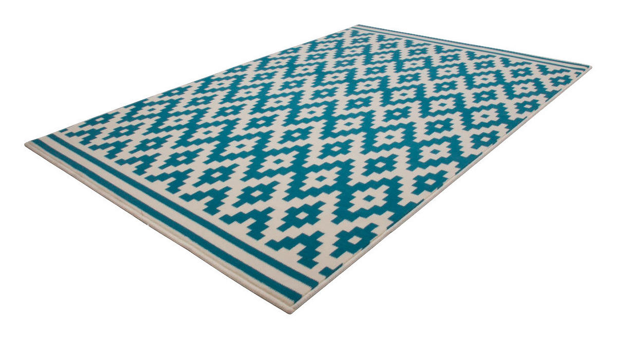 360Living Teppich Now weiß B/L: ca. 120x170 cm Now - weiß/türkis (120,00/170,00cm) - 360Living
