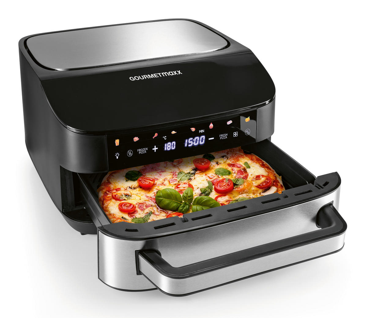 GOURMETmaxx Heißluftfritteuse Heißluftfritteuse - schwarz/silber (32,50/41,00/24,00cm) - GOURMETmaxx