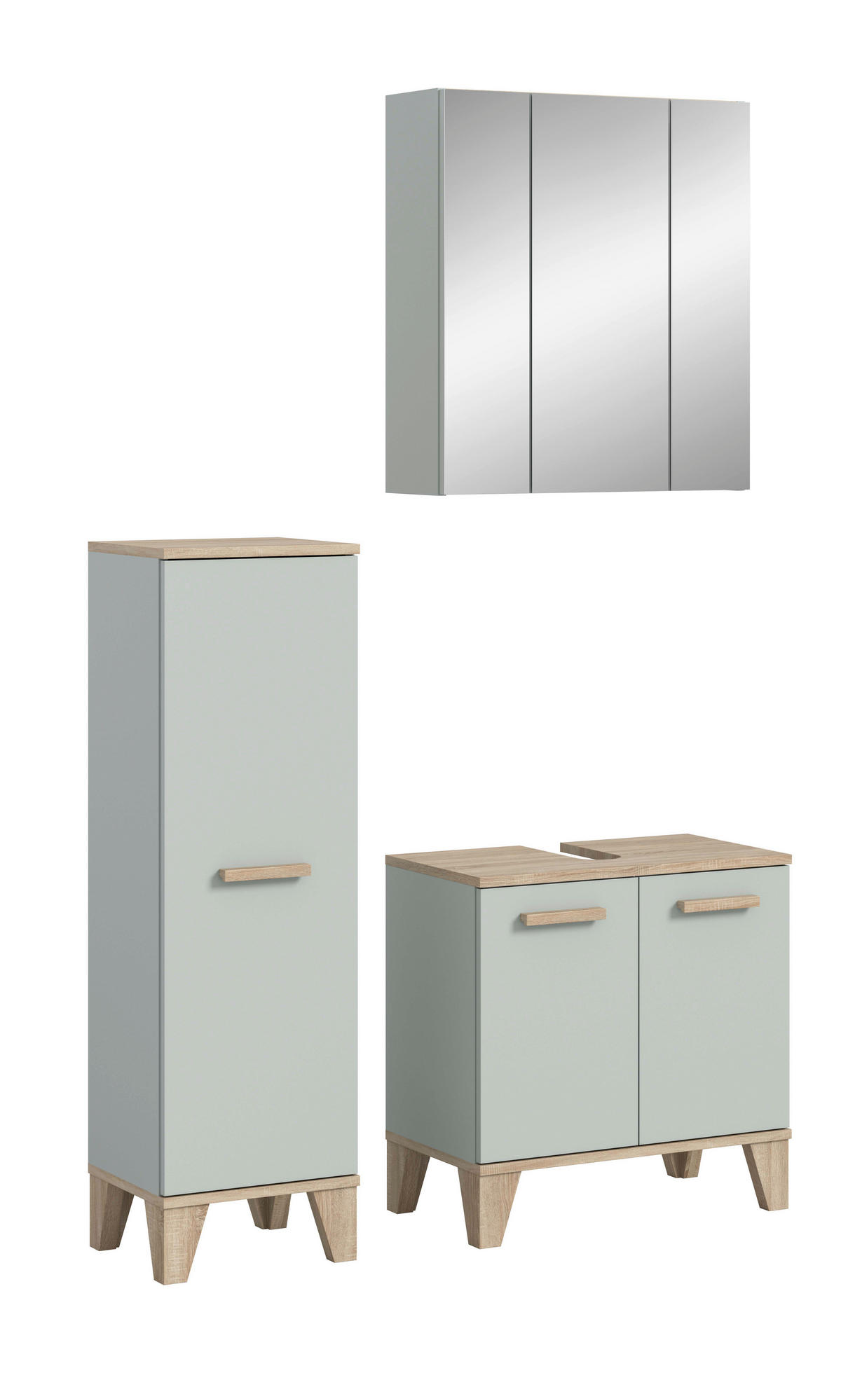 Badezimmer-Set STAR hellgrün Eiche hell Nachbildung B/H/T: ca. 109x190x34 cm STAR - hellgrün (109,00/190,00/34,00cm) - xonox.home