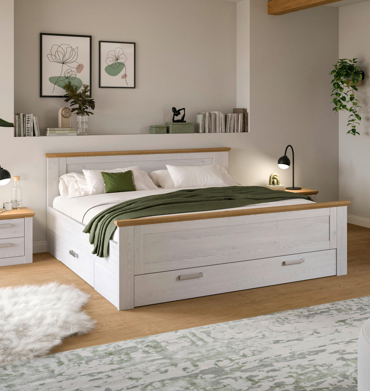 Bett VERONA Sibiu Lärche Nachbildung Eiche Artisan Nachbildung VERONA - Eiche (189,00/90,00/209,00cm) - xonox.home