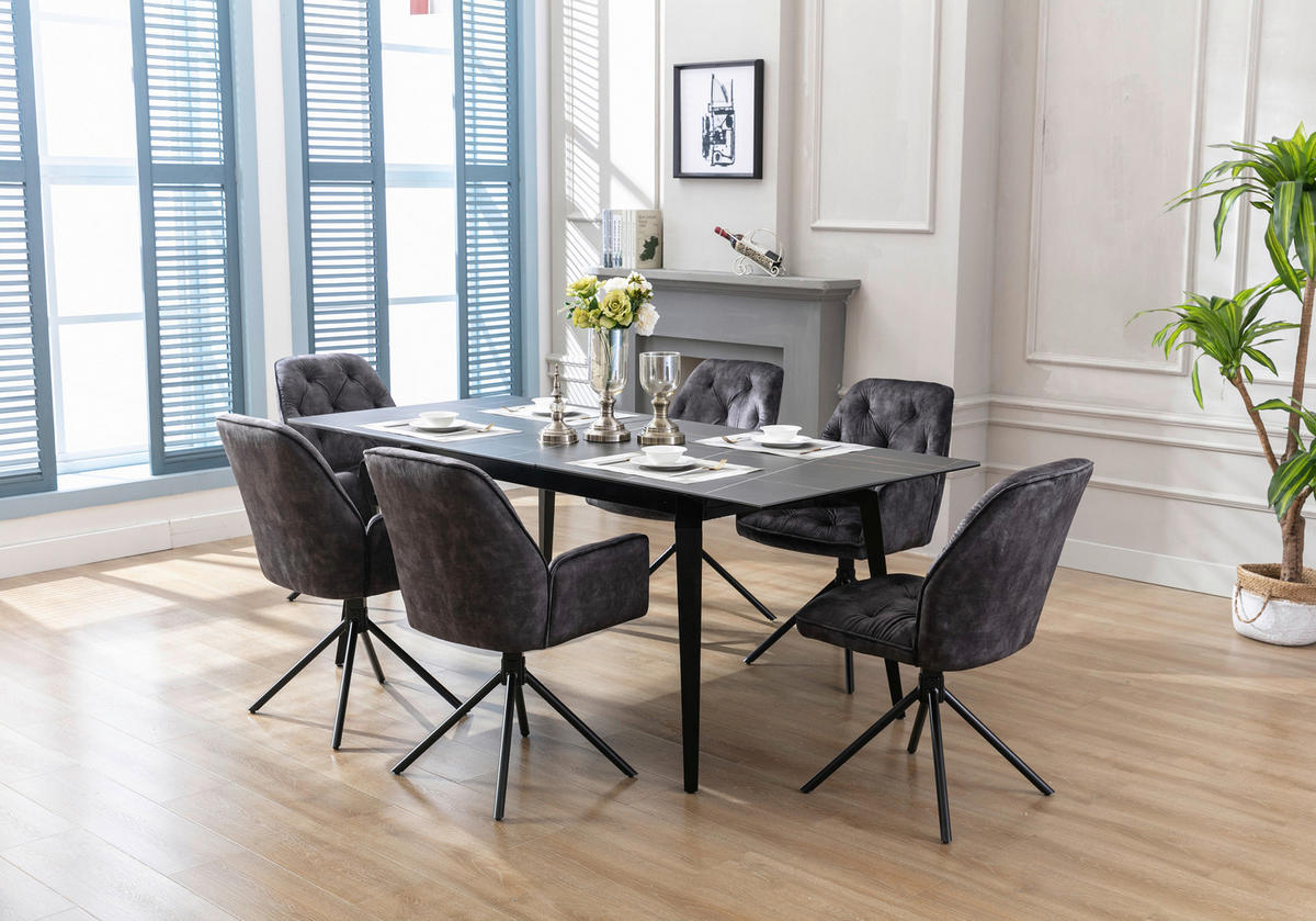 byLIVING Sessel SARINA  2er-Set anthrazit Vintage Samt Metall B/H/T: ca. 59,5x89x62 cm SARINA  2er-Set - anthrazit (59,50/89,00/62,00cm) - byLIVING