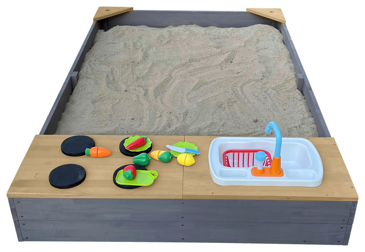 AXI Sandkasten Kelly grau B/H/L: ca. 115x22x180 cm Kelly - braun/grau (180,00/115,00/22,00cm) - AXI