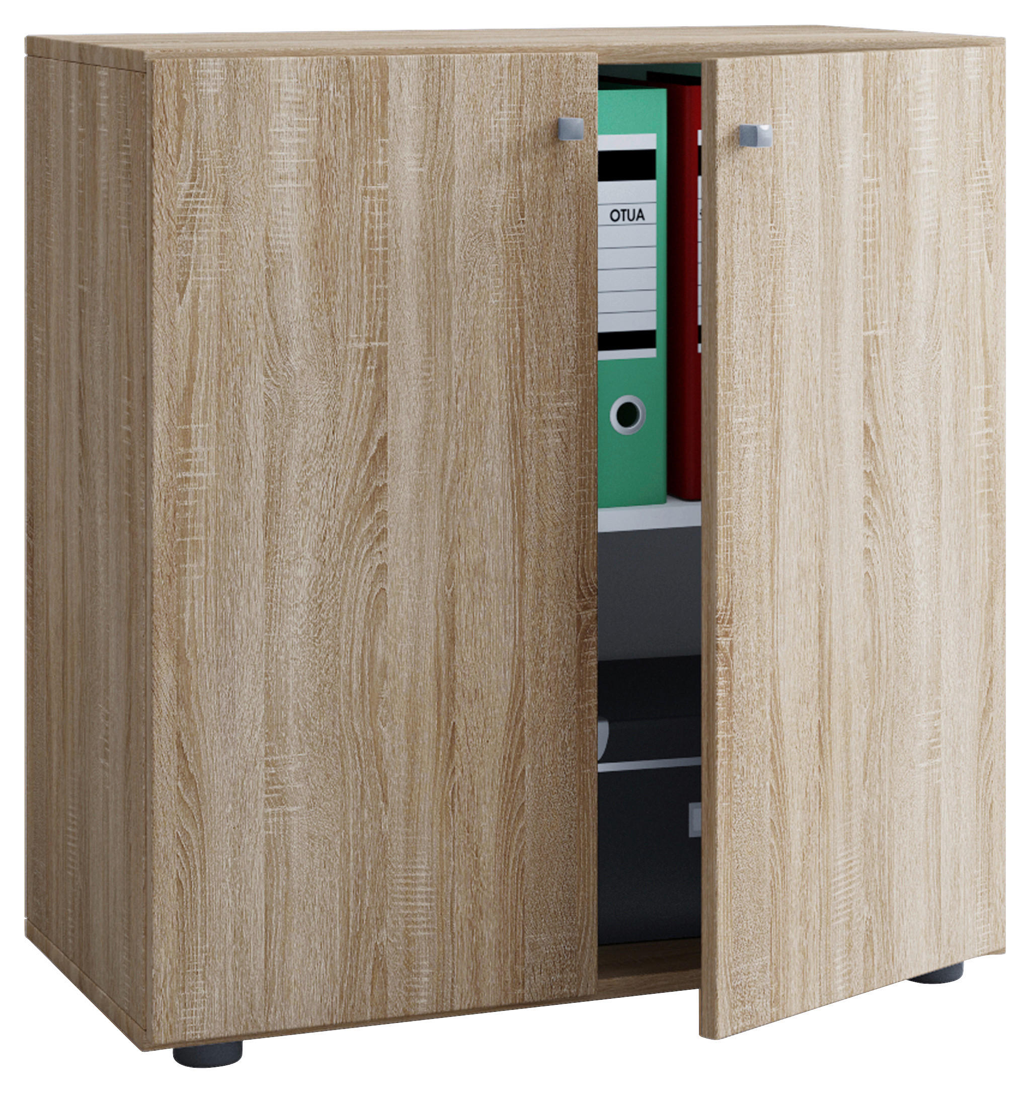 Büroschrank Lona L Eiche Sonoma Nachbildung weiß B/H/T: ca. 70x74x39 cm Lona L - Eiche/weiß (70,00/74,00/39,00cm) - VCM Möbel