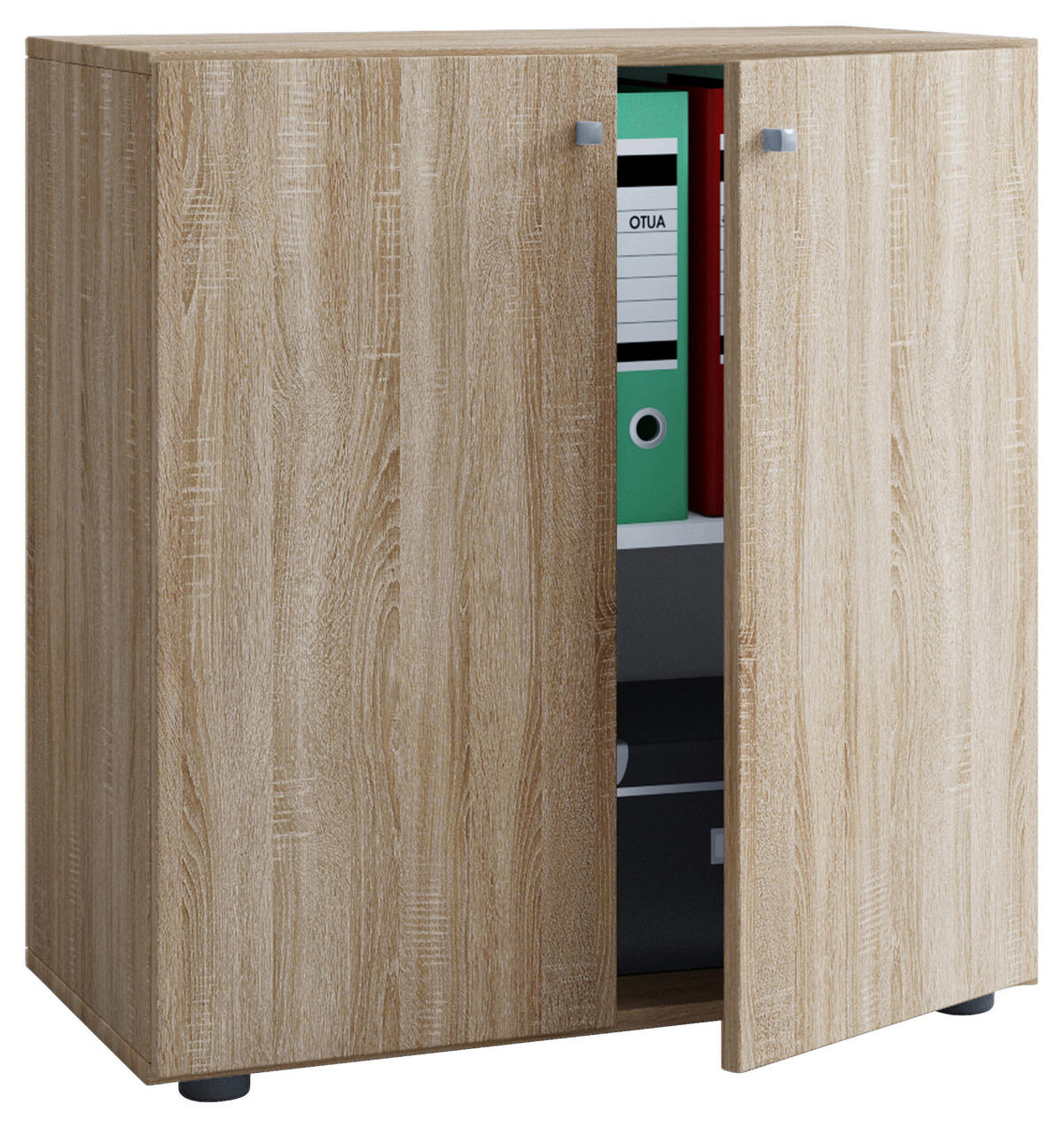 Büroschrank Lona L Eiche Sonoma Nachbildung weiß B/H/T: ca. 70x74x39 cm Lona L - Eiche/weiß (70,00/74,00/39,00cm) - VCM Möbel