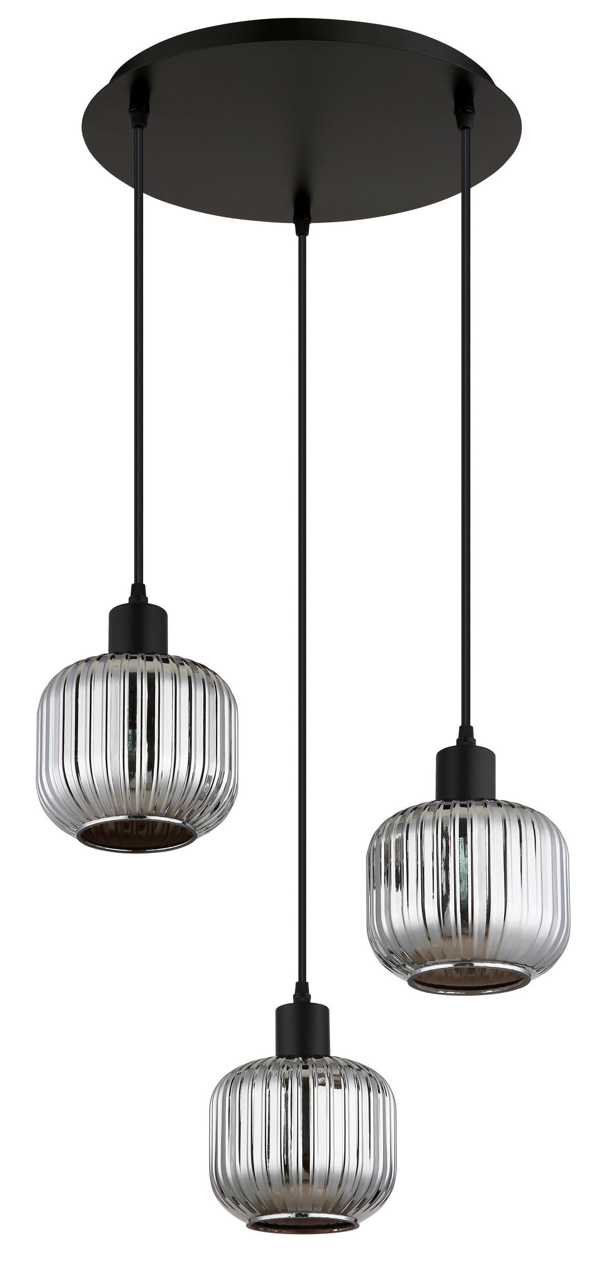 GLOBO Pendelleuchte TOM 30509308 Rauch schwarz Glas Metall H/D: ca. 120x41,8 cm E14 3 Brennstellen TOM - schwarz/Rauch (41,80/120,00cm) - GLOBO