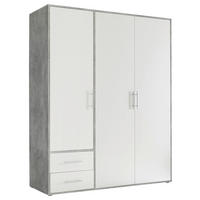 Kleiderschrank Valencia  B/H/T: ca. 155x195x60 cm Valencia - Beton/weiß (155,00/195,00/60,00cm)