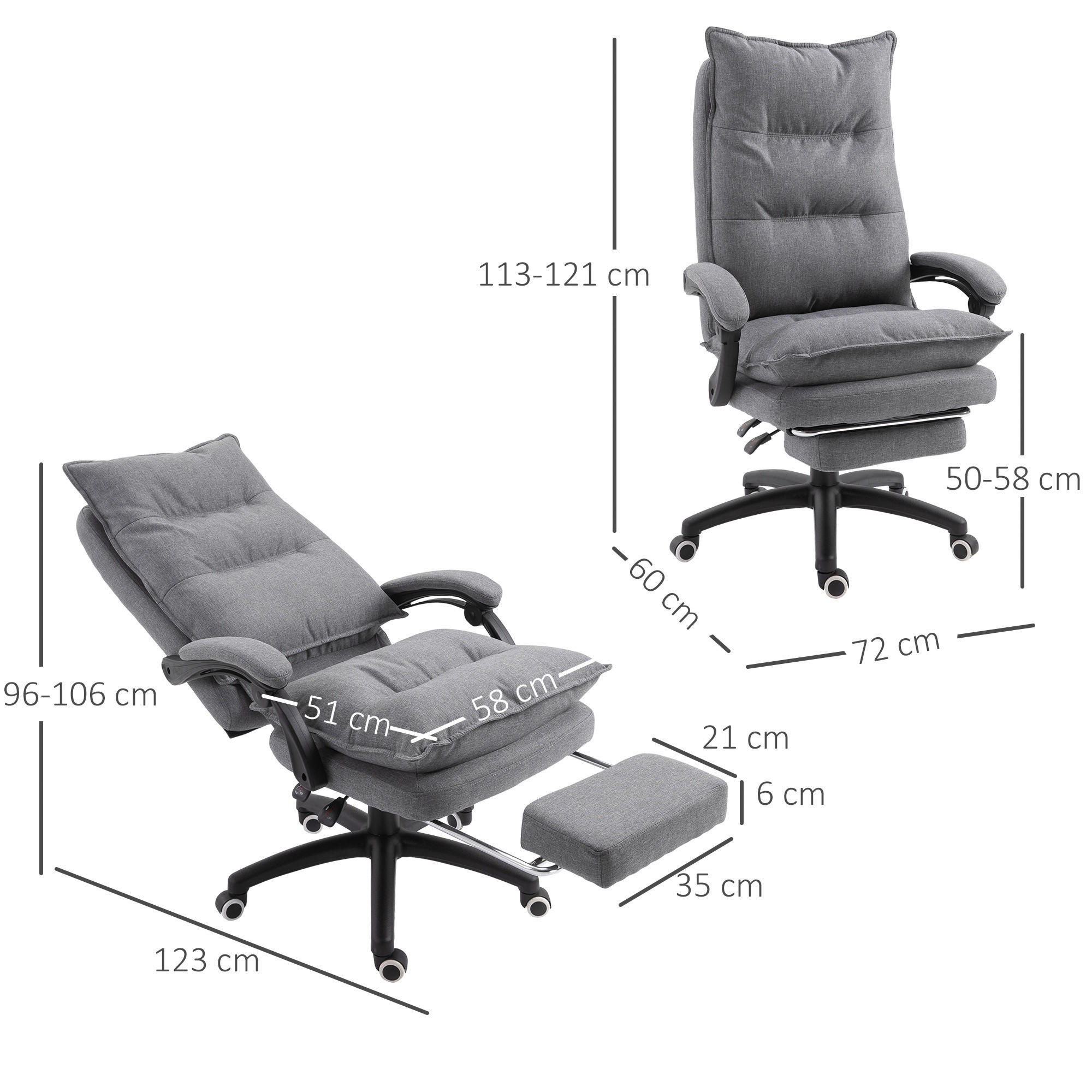 Vinsetto Massagestuhl MH921-232GY grau Schaumstoff Nylon B/H/T: ca. 70x130x62 cm Massagestuhl MH921-232GY - grau (70,00/130,00/62,00cm) - Vinsetto