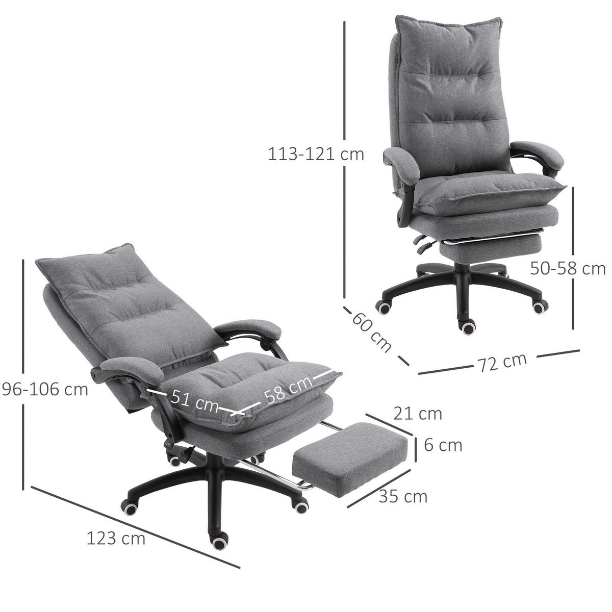 Vinsetto Massagestuhl MH921-232GY grau Schaumstoff Nylon B/H/T: ca. 70x130x62 cm Massagestuhl MH921-232GY - grau (70,00/130,00/62,00cm) - Vinsetto