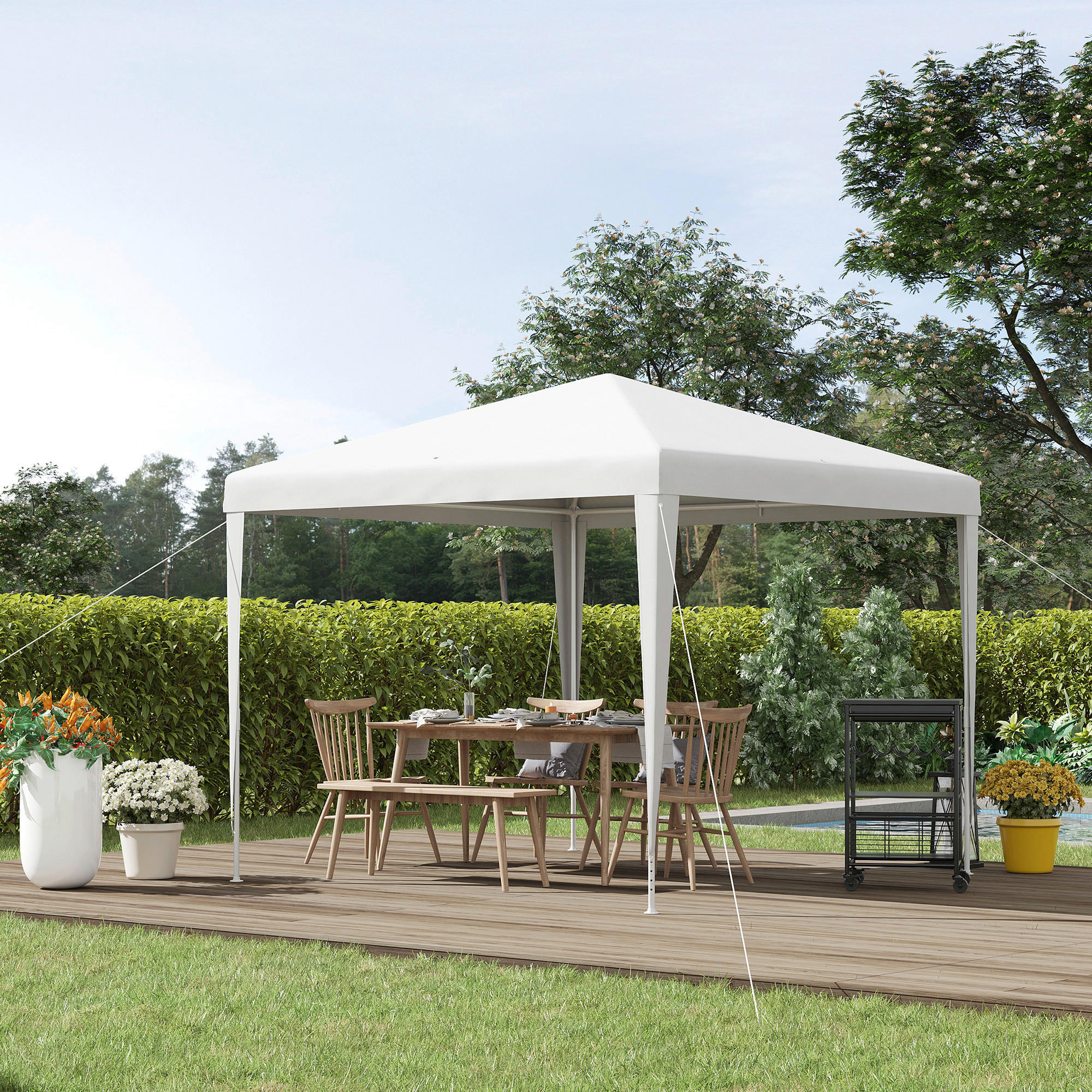 Outsunny Pavillon weiß Kunststoff B/H/L: ca. 270x270x254 cm Pavillon - weiß (254,00/270,00/270,00cm) - Outsunny