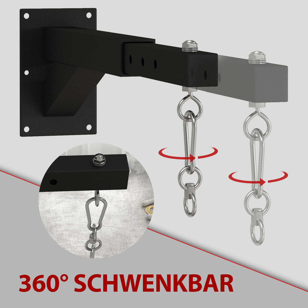 SPORTNOW Boxsack Wandhalterung schwarz Stahl B/H/L: ca. 12x20x65 cm Boxsack Wandhalterung - schwarz (65,00/12,00/20,00cm) - SPORTNOW