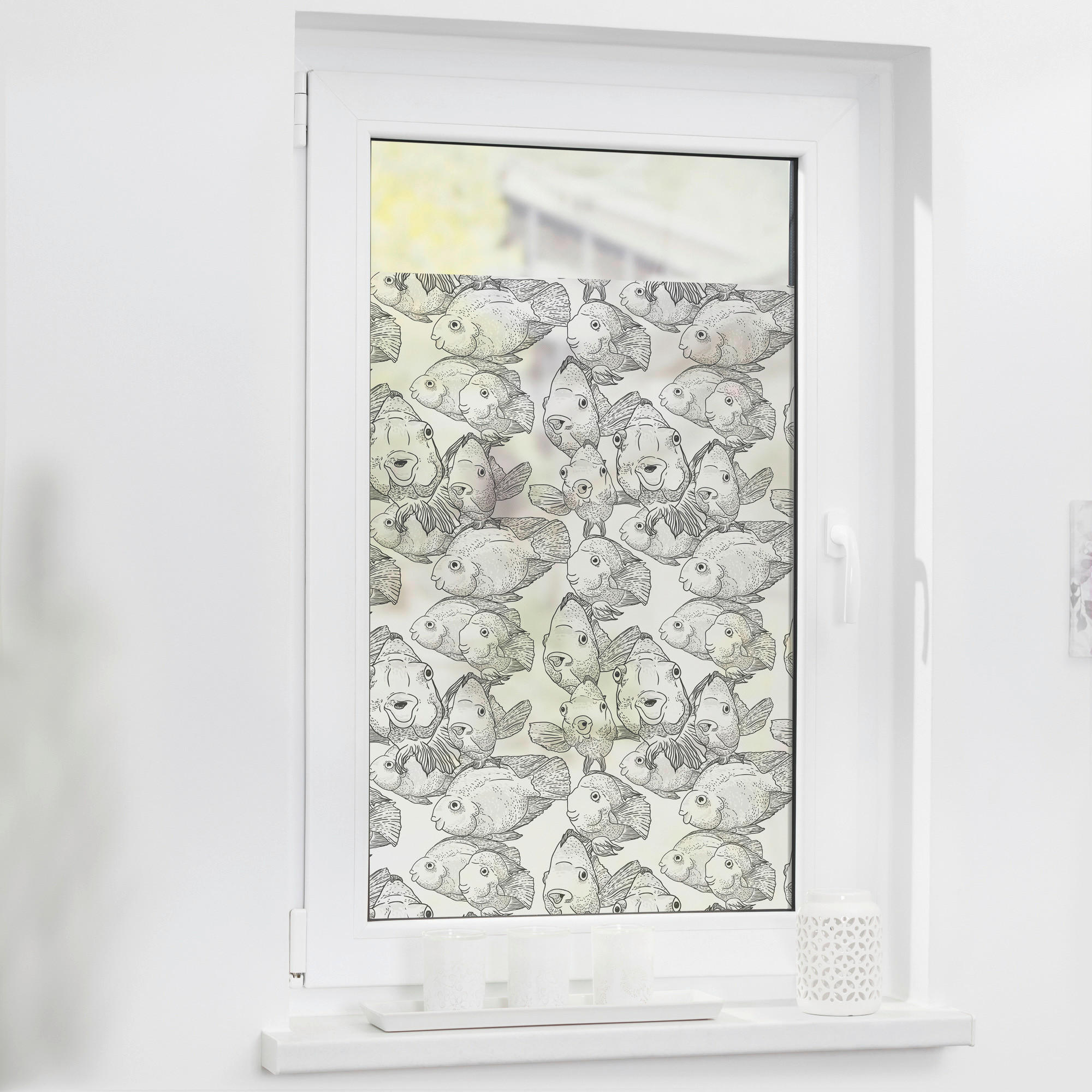 LICHTBLICK Fensterfolie Fische Fische Fische weiß B/L: ca. 50x50 cm Fische - weiß (50,00/50,00cm) - LICHTBLICK