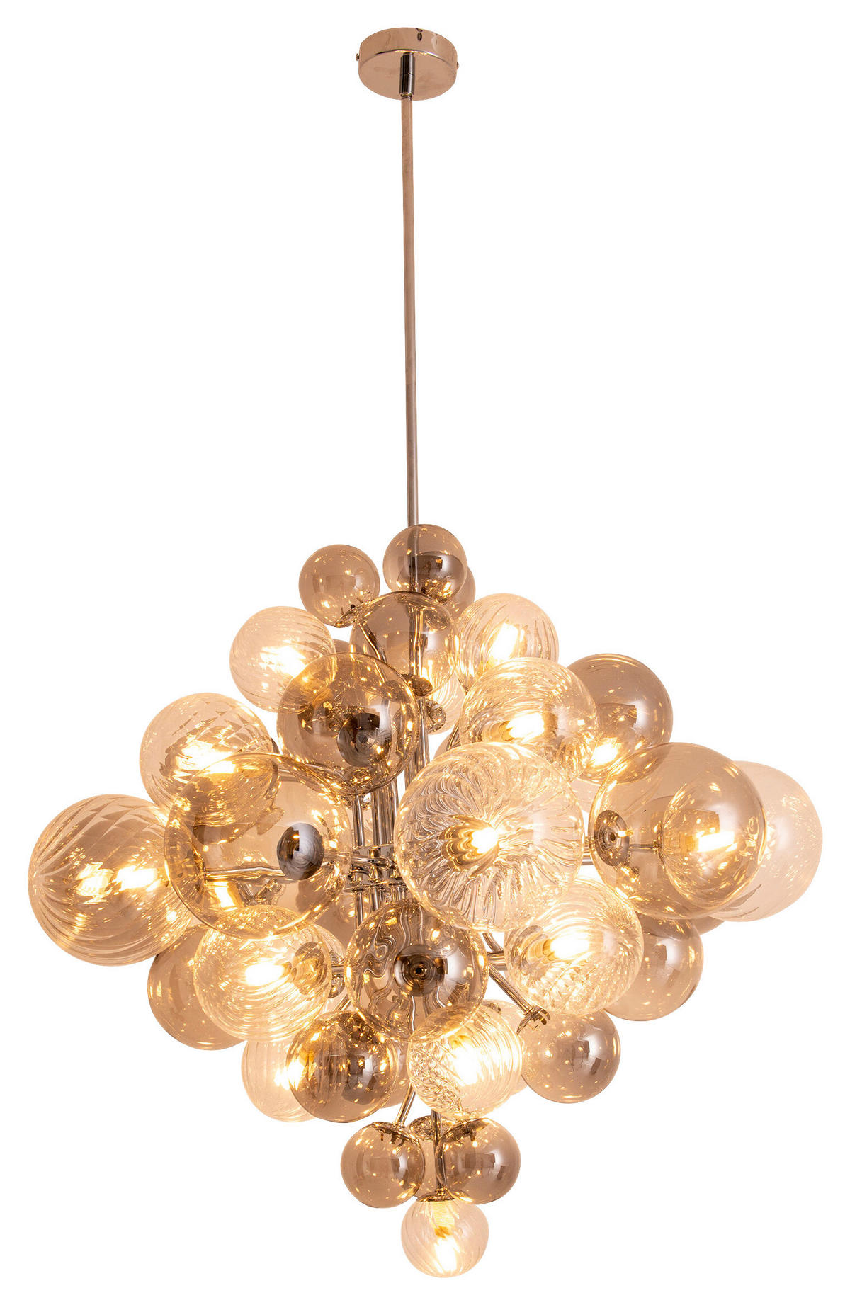 Näve Leuchten Pendelleuchte Chrom Metall Glas B/H/T/D: ca. 75x120x75x75 cm G9 20 Brennstellen SPHERE - Chrom (75,00/120,00/75,00cm) - Näve Leuchten