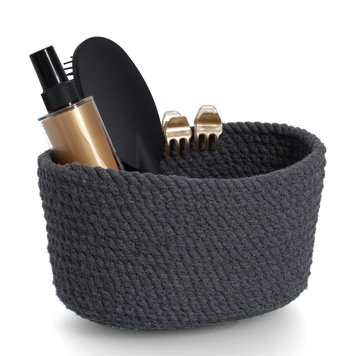 Zeller Aufbewahrungskorb-Set schwarz Baumwolle Aufbewahrungskorb-Set_3tlg. - schwarz - Zeller