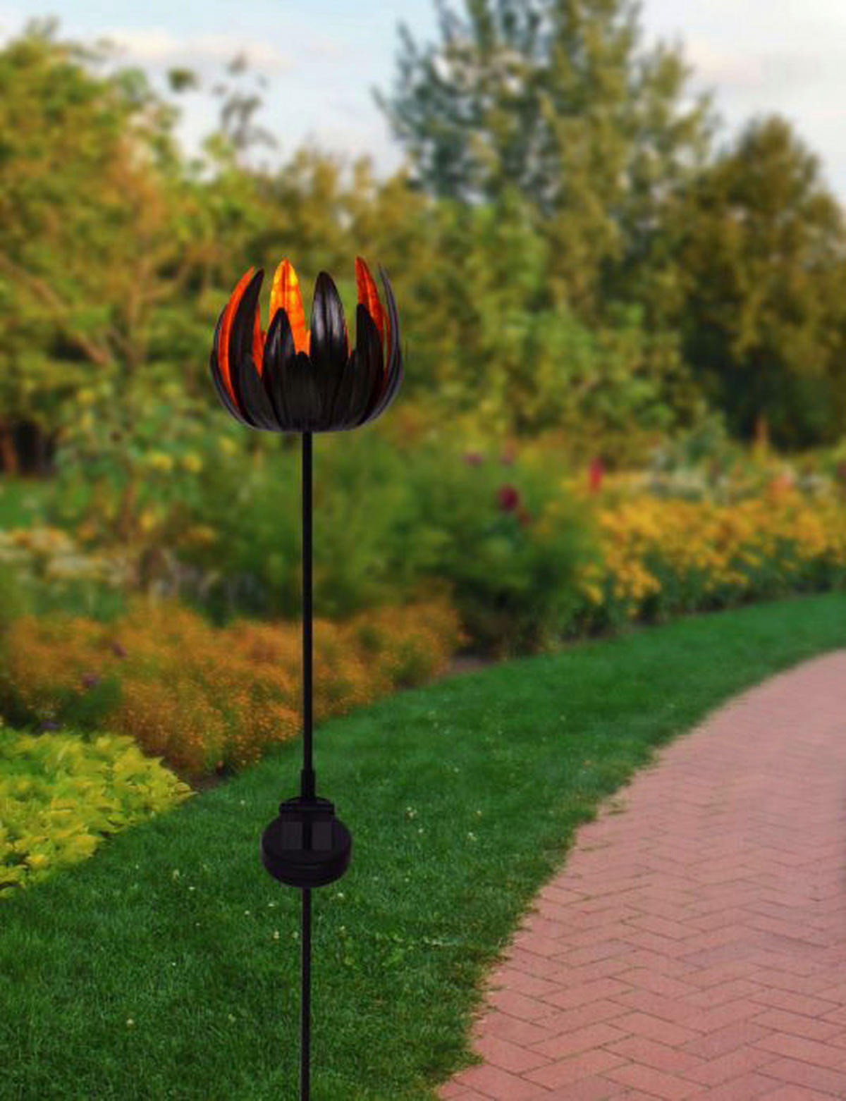 LED Solarspieß NV5226247 Kupfer Kunststoff B/H/T: ca. 15x90x15 cm Blume - Kupfer (15,00/90,00/15,00cm) - Näve Leuchten