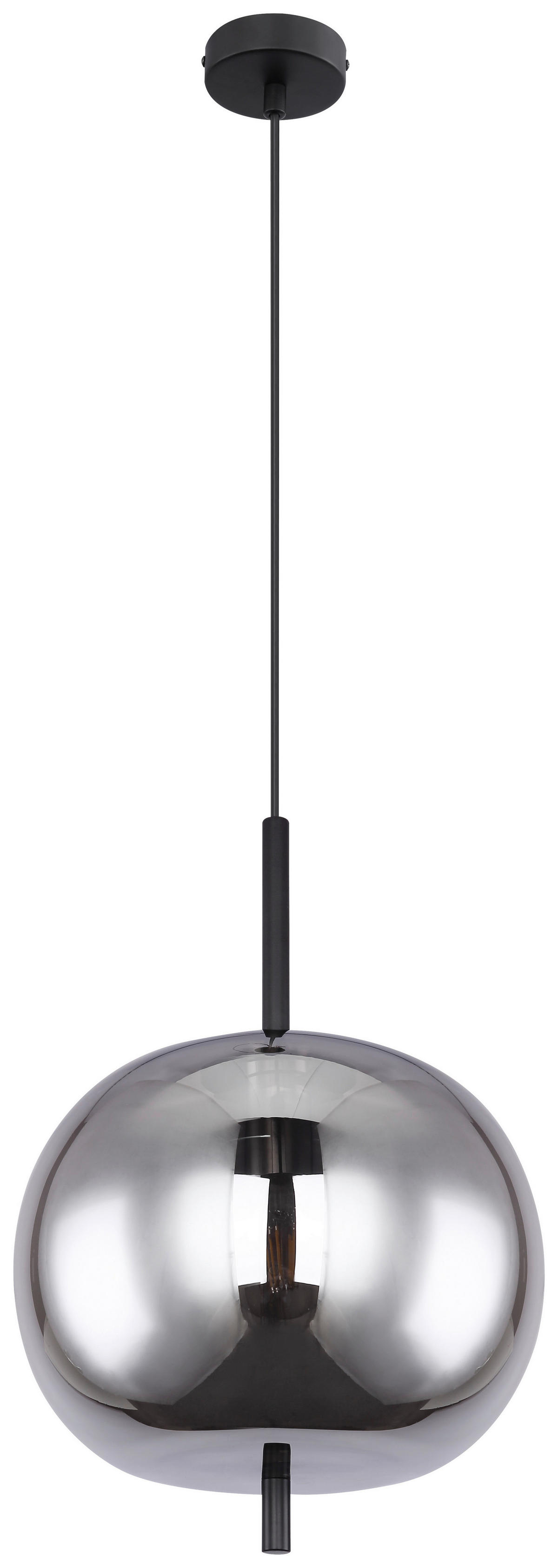 GLOBO Pendelleuchte Blacky 15345H1 schwarz Metall Rauchglas H/D: ca. 120x30 cm E27 1 Brennstellen Pendelleuchte_Blacky 1flg. - schwarz (30,00/120,00cm) - GLOBO