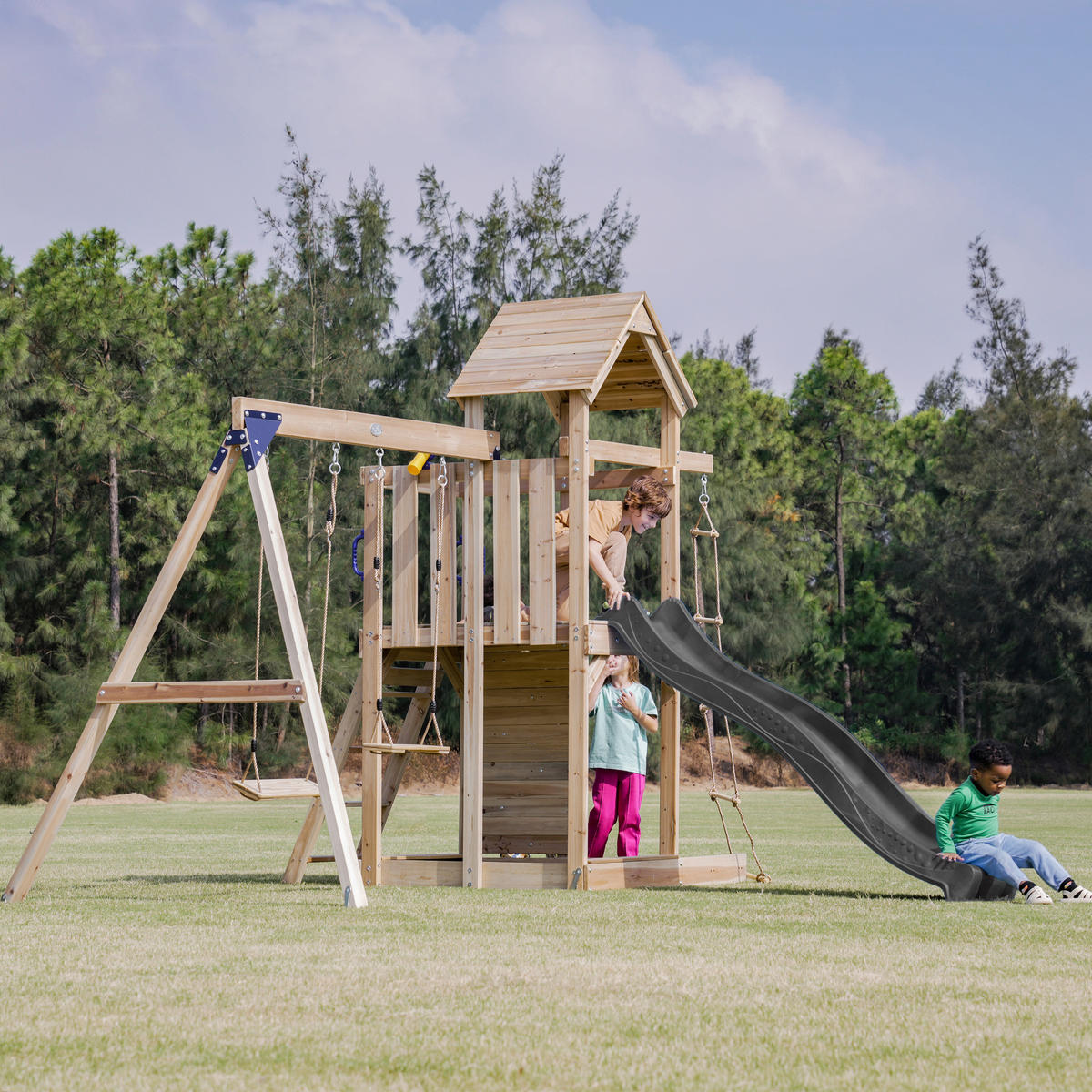 AXI Spielturm Moos braun B/H/L: ca. 342x267x375 cm Moos - braun/grau (375,00/342,00/267,00cm) - AXI