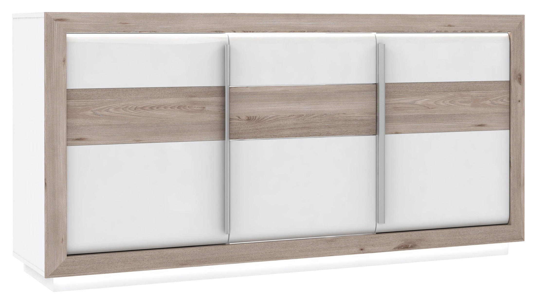 Sideboard  weiß weiß Hochglanz Eiche Nelson Nachbildung B/H/T: ca. 192,7x98,2x53 cm Canne_Sideboard CQNK231B-C141 - Eiche/weiß (192,70/98,20/53,00cm)