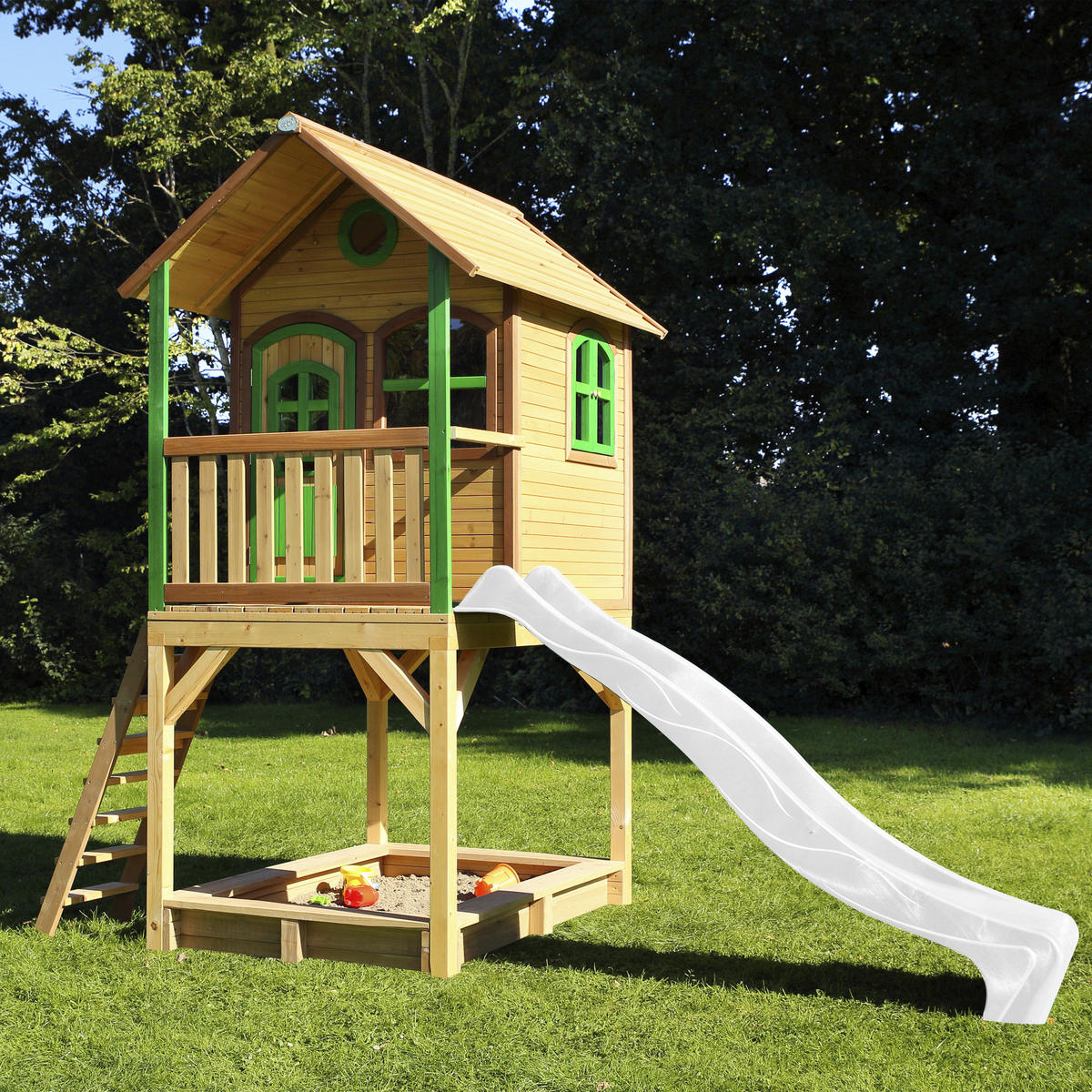 AXI Spielhaus Sarah braun B/H/L: ca. 370x2914x191 cm Sarah - braun/weiß (191,00/370,00/2914,00cm) - AXI