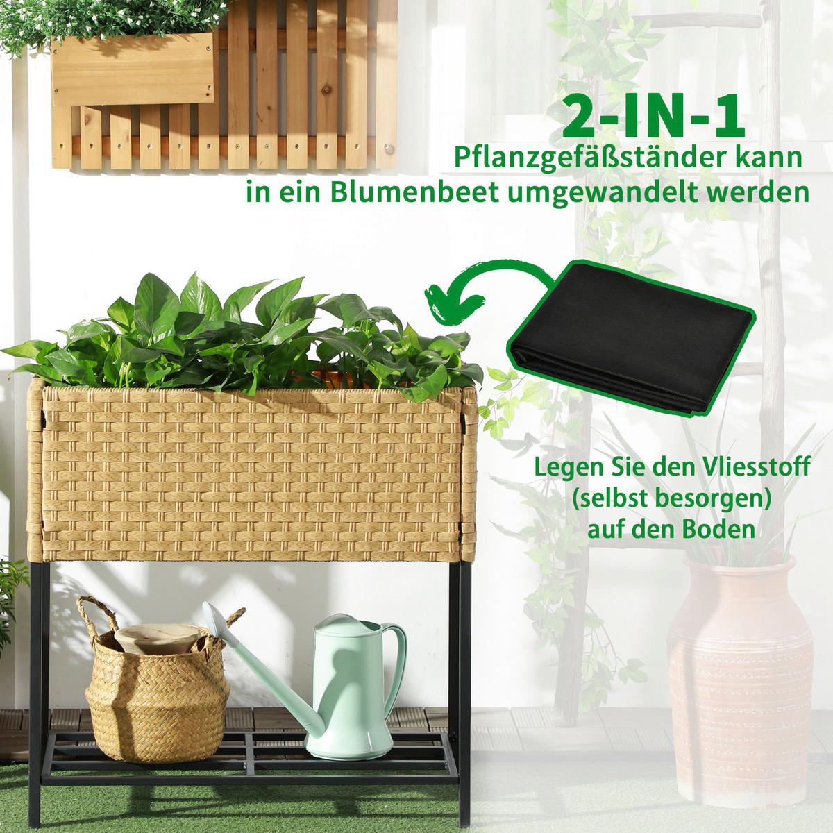 Outsunny Hochbeet sand Metall B/H/L: ca. 30x70x70 cm Hochbeet - sand (70,00/30,00/70,00cm) - Outsunny