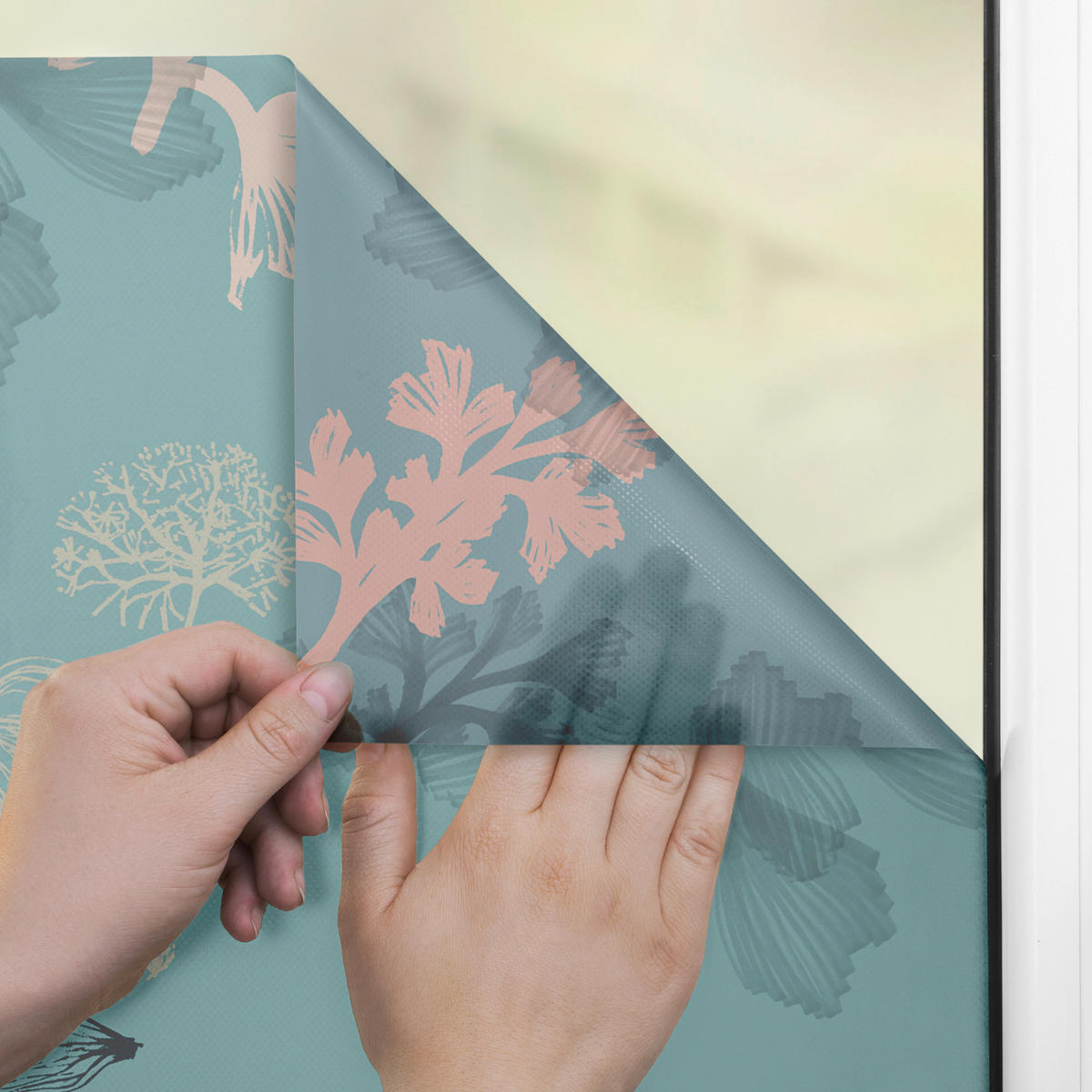 LICHTBLICK Fensterfolie Aqua Floral Floral Aqua Floral blau B/L: ca. 50x50 cm Aqua Floral - blau (50,00/50,00cm) - LICHTBLICK